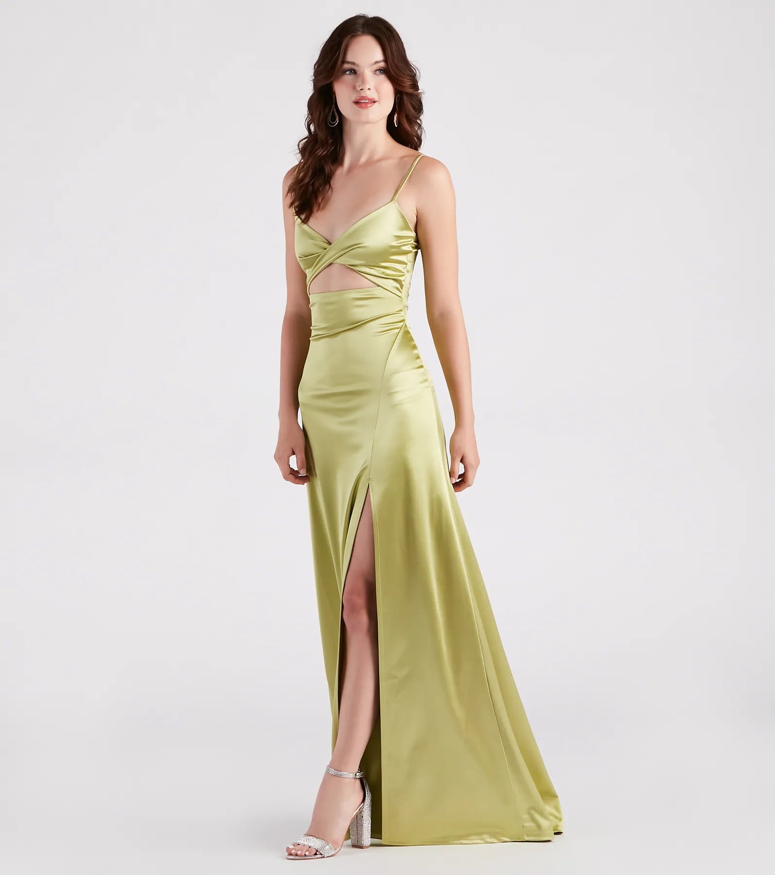 Ultimate Maisy Glam Satin Gown with Cutout & High Slit