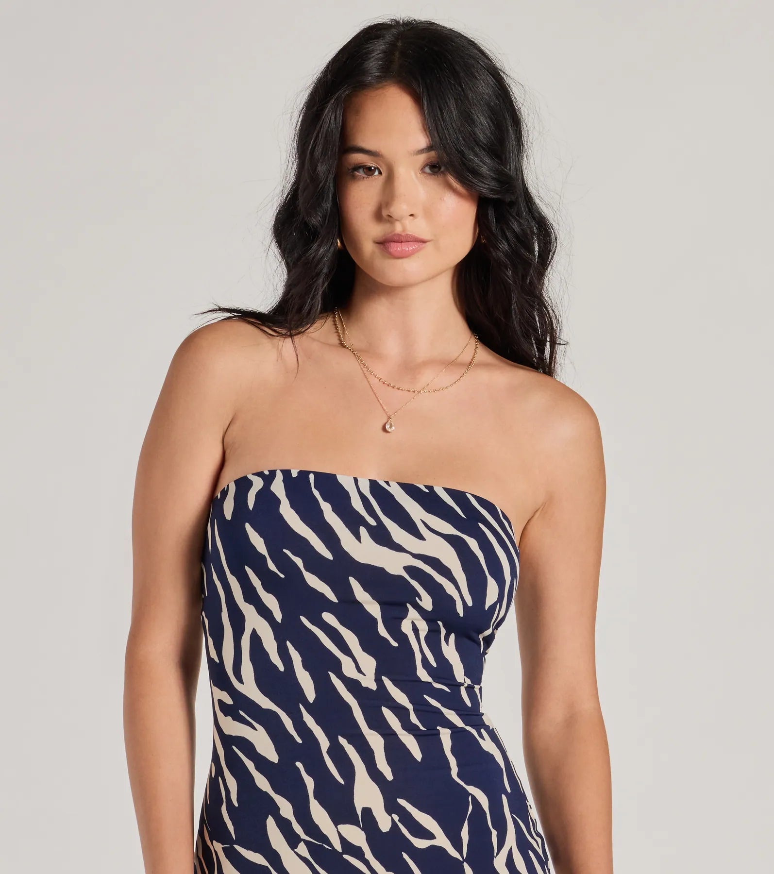 Ultimate Wild Style Strapless Zebra Print Midi Dress