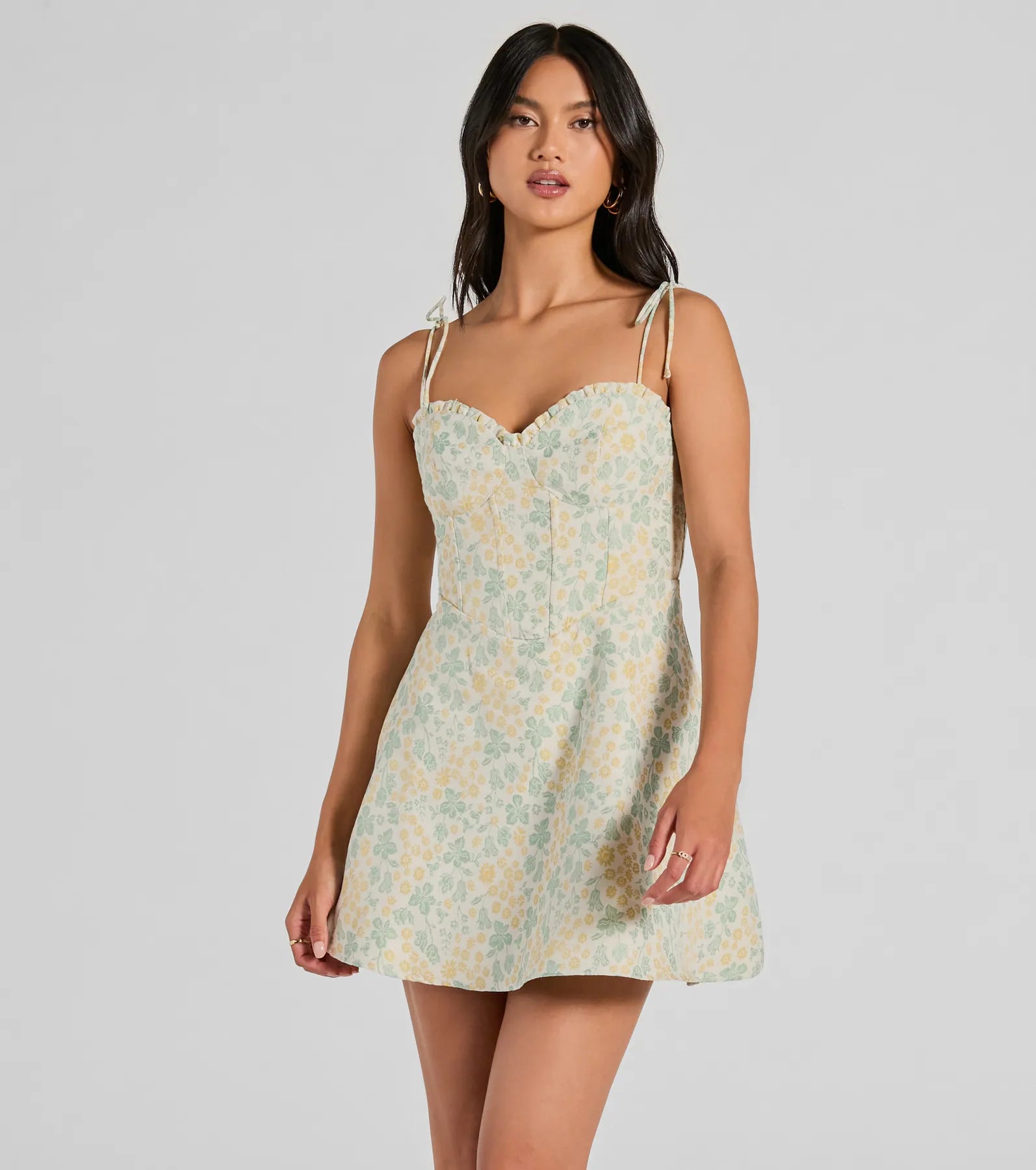 Ultimate Feminine Floral Jacquard Skater Dress