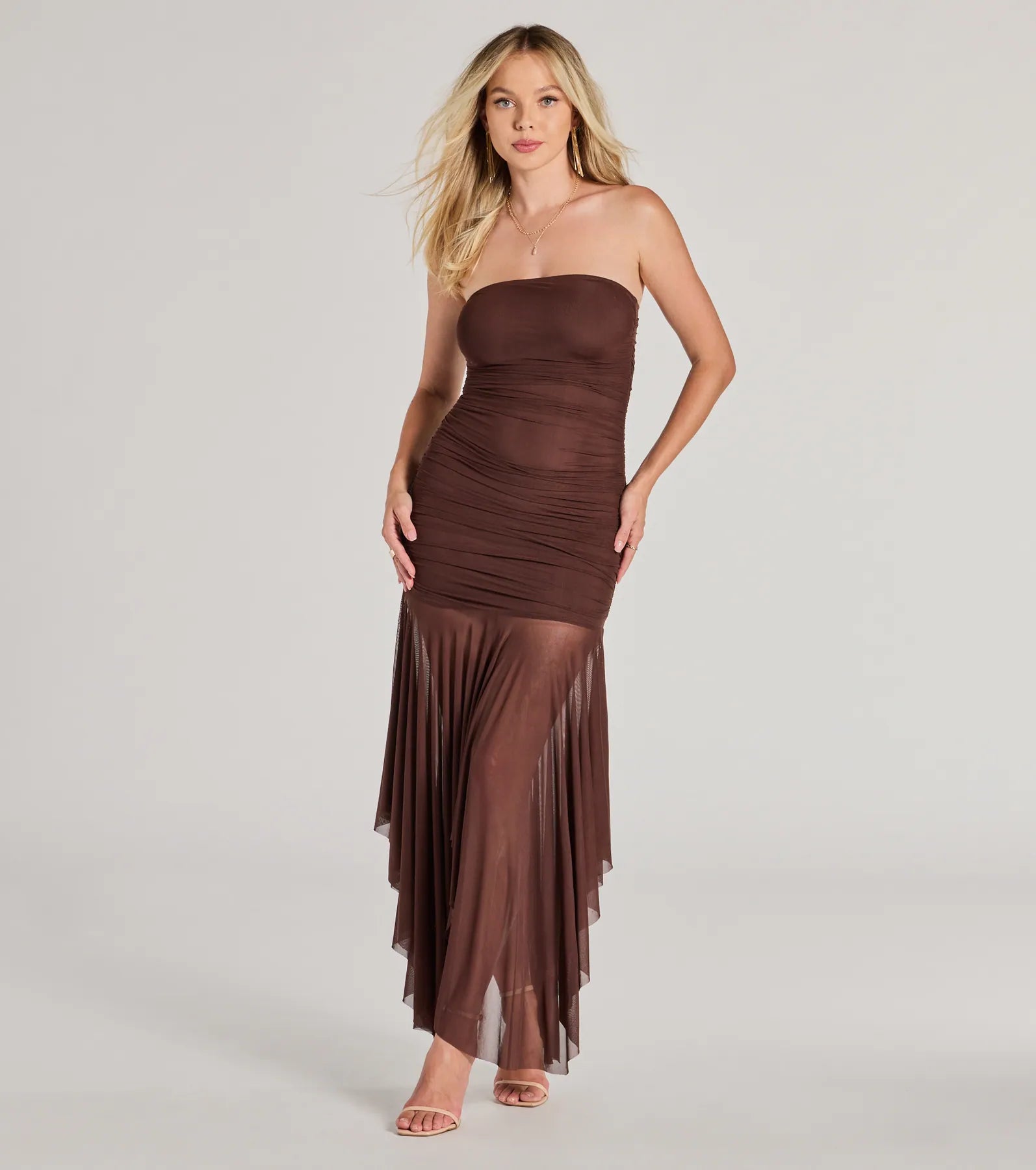 Ultimate Sheer Perfection Ruched Maxi Mesh Dress