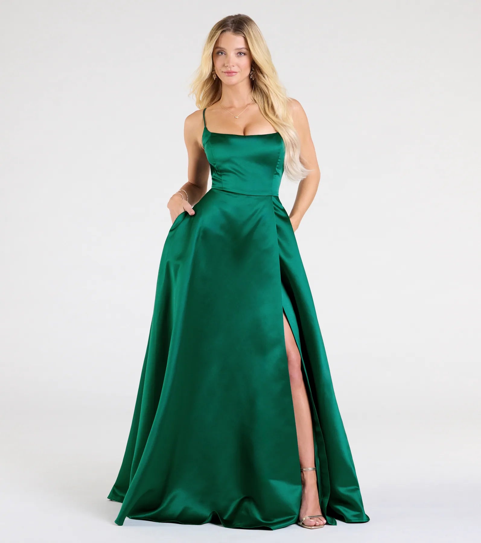 Ultimate Brittany Lace-Up A-Line Satin Formal Dress - Elegant & Romantic