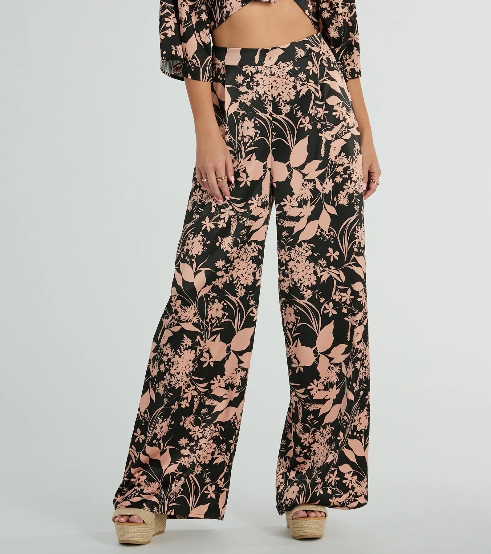 Ultimate Floral Satin Wide-Leg Pants - High Rise & Elegant