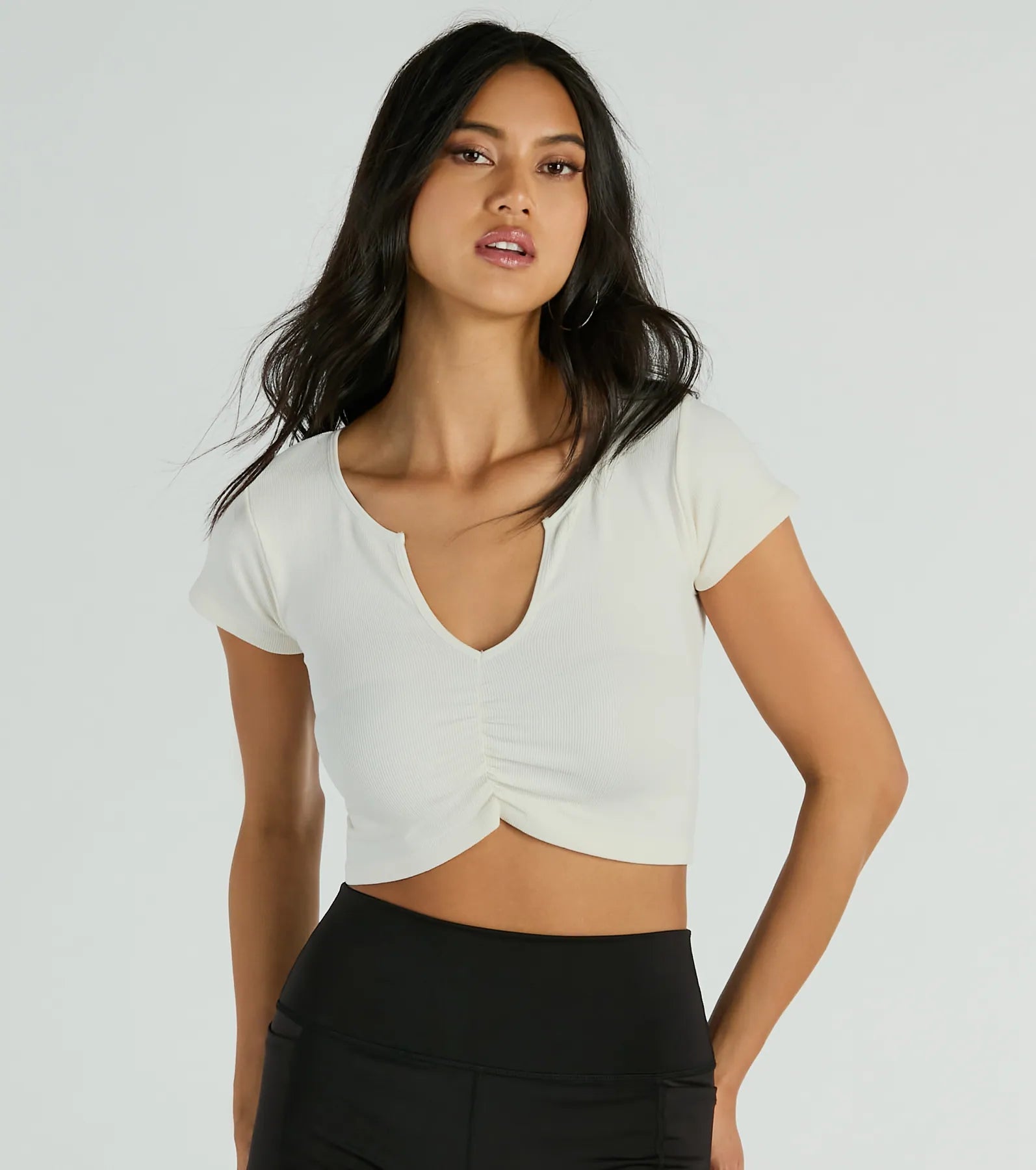 Ultimate Soft V-Neck Ruched Crop Top - Upgrade Your Style