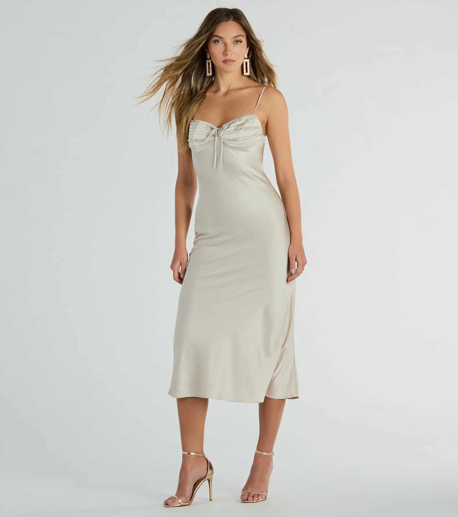 Ultimate Elegance Satin Midi Dress with Open Back