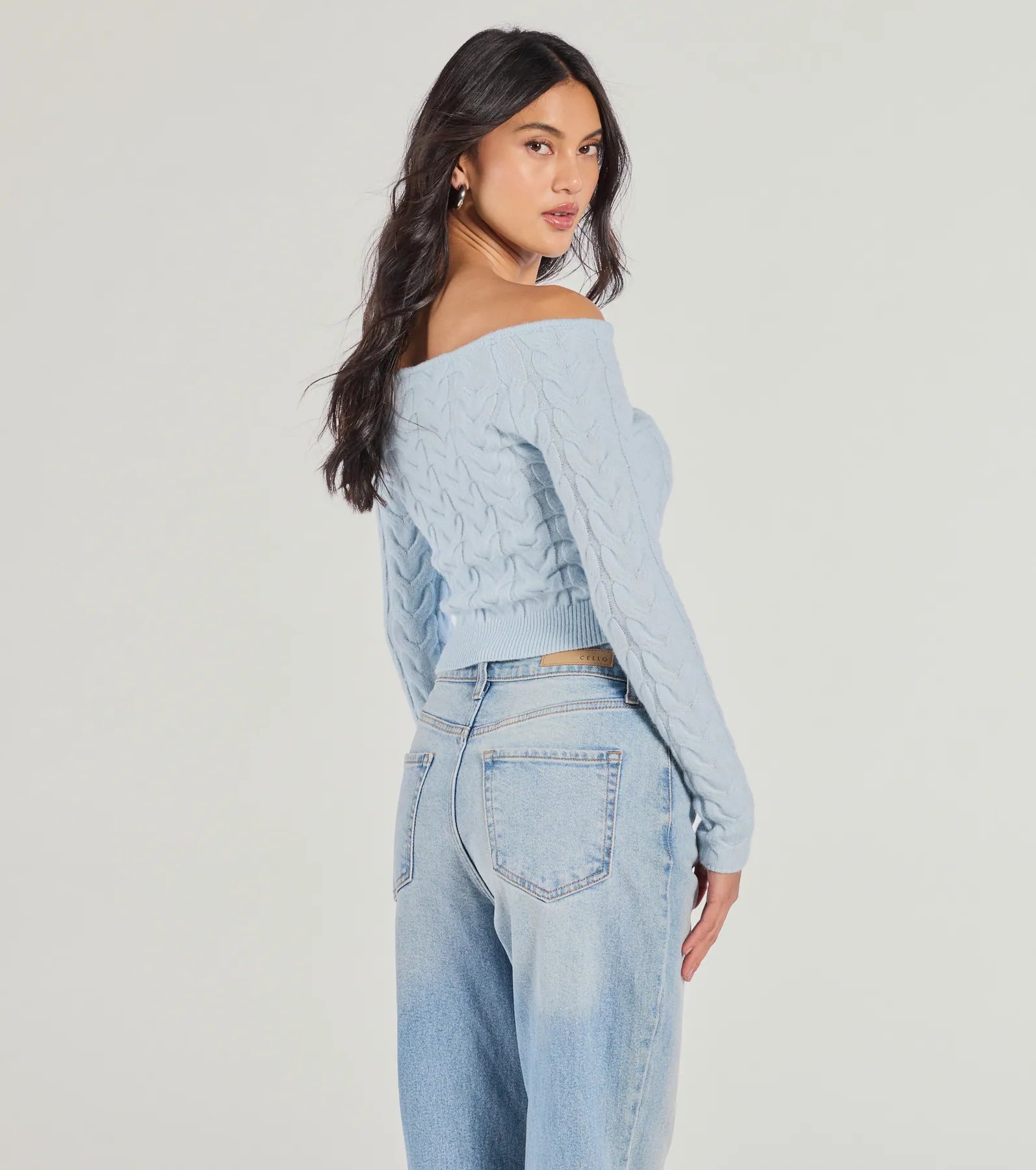 Ultimate Cozy Cutie Off-The-Shoulder Cable Knit Top