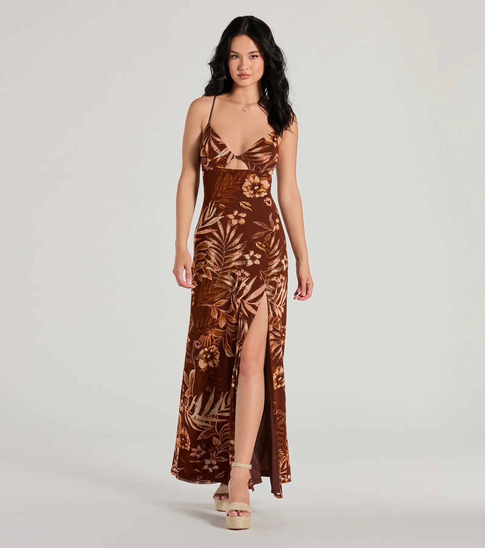 Ultimate Tropical Escape V-Neck Maxi Dress with Cutout Back