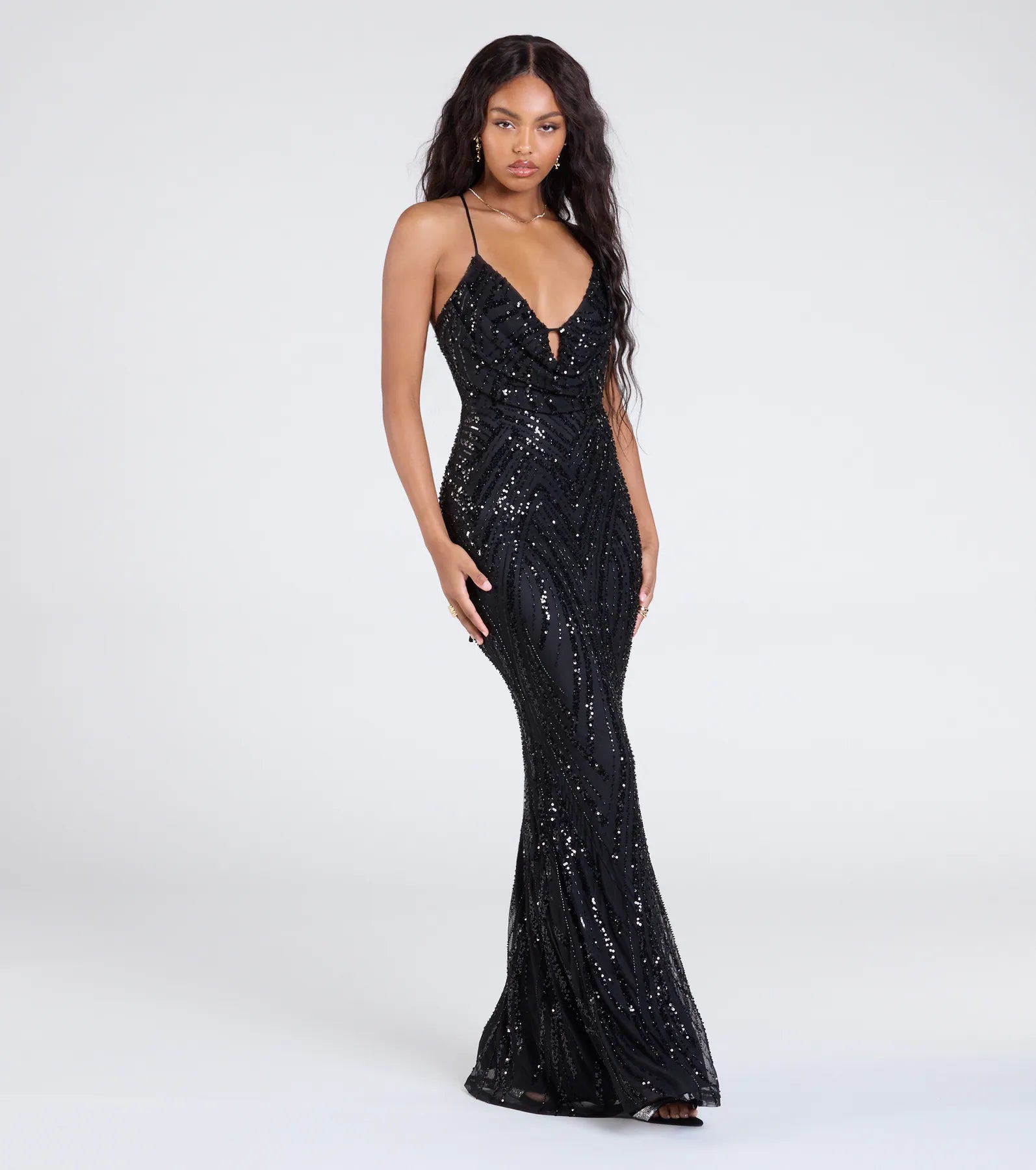 Ultimate Kailey Lace-Up Mermaid Sequin Beaded Formal Dress