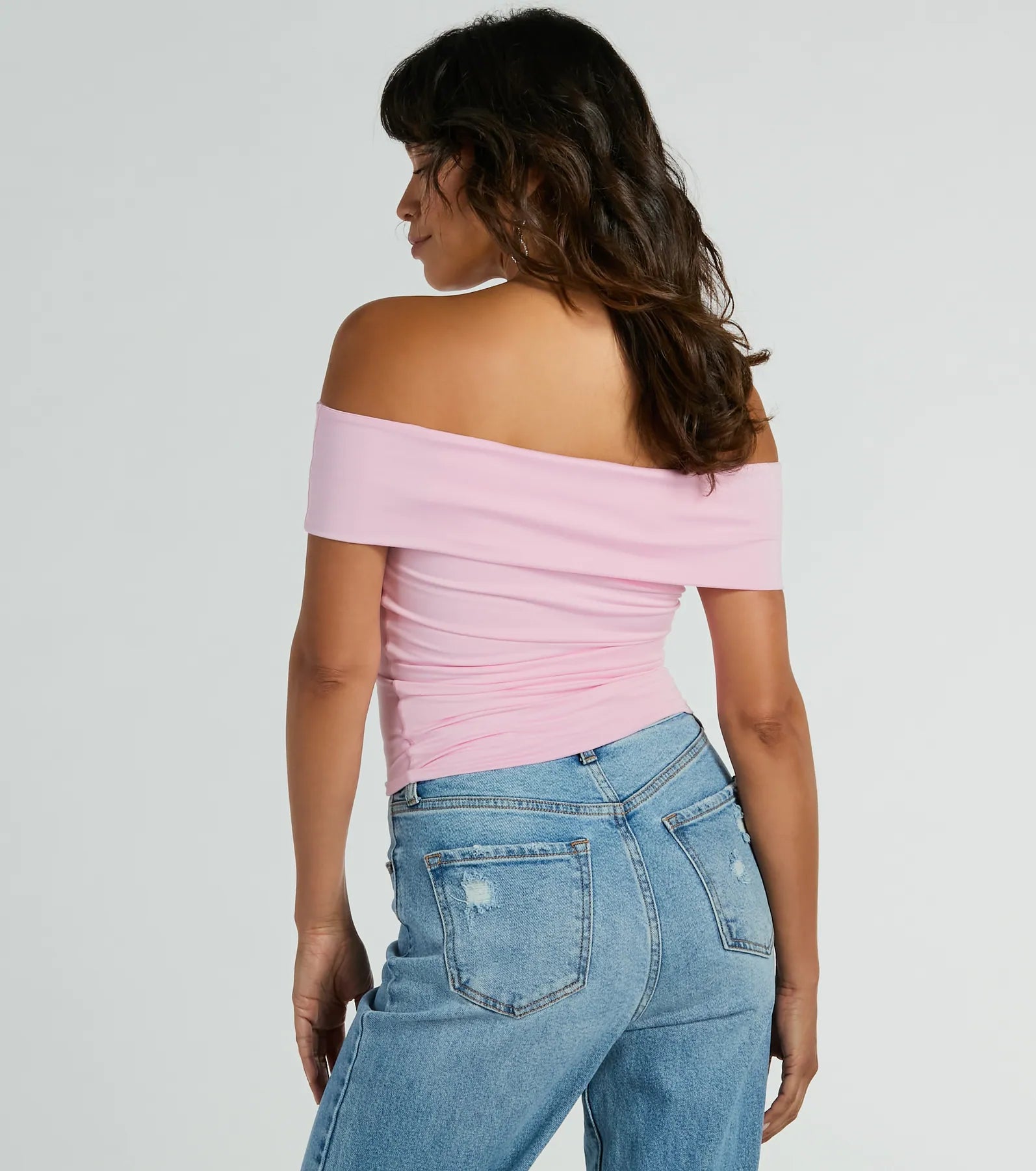 Ultimate Spotted In Town Off-The-Shoulder Crop Top