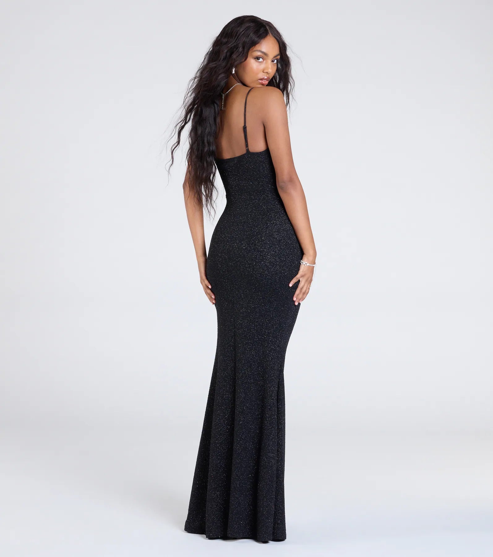 Premium Harlow Glitter Cutout Evening Gown