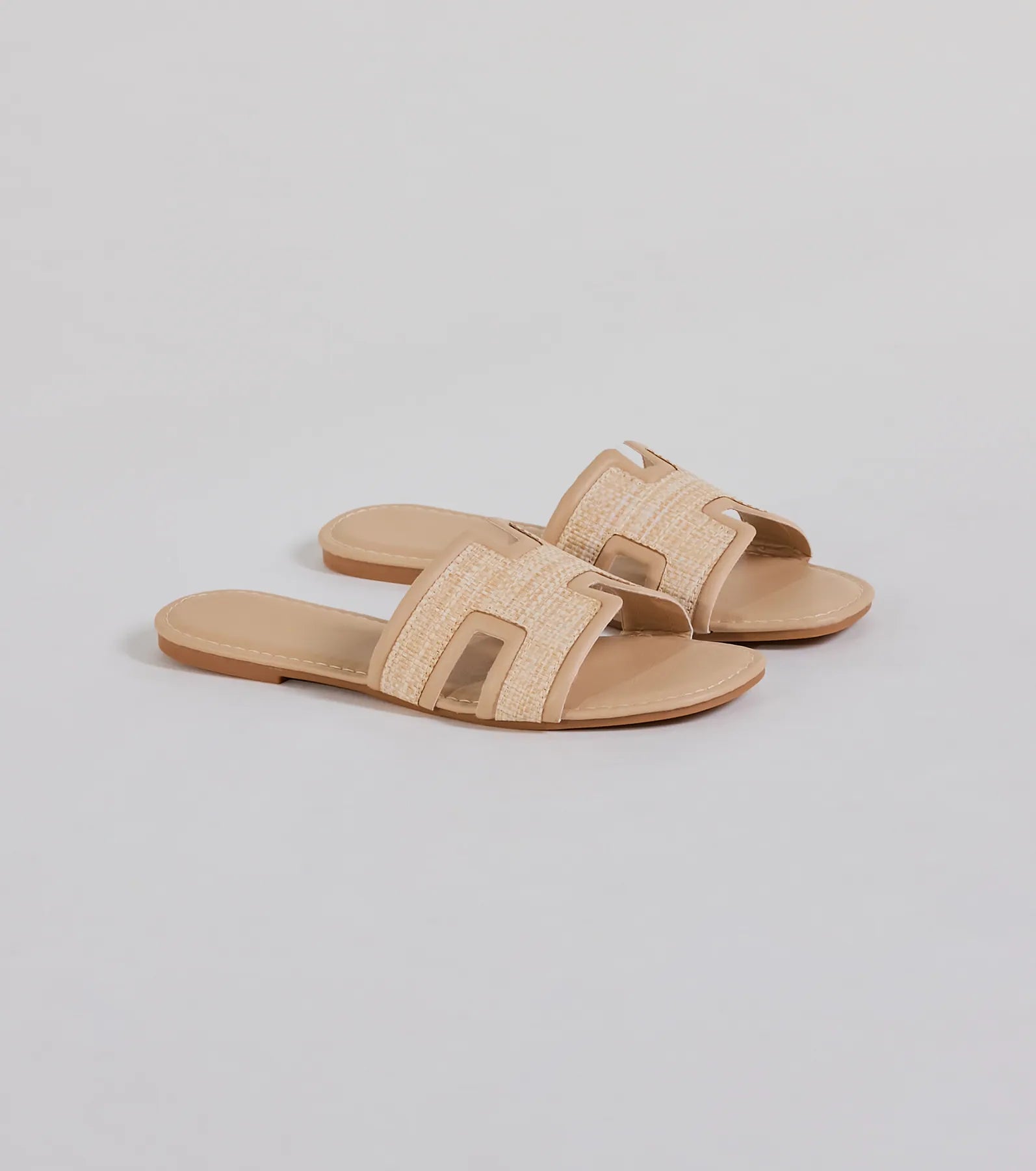 Ultimate Comfort Straw & Faux Leather Flat Sandals - Pop of Style