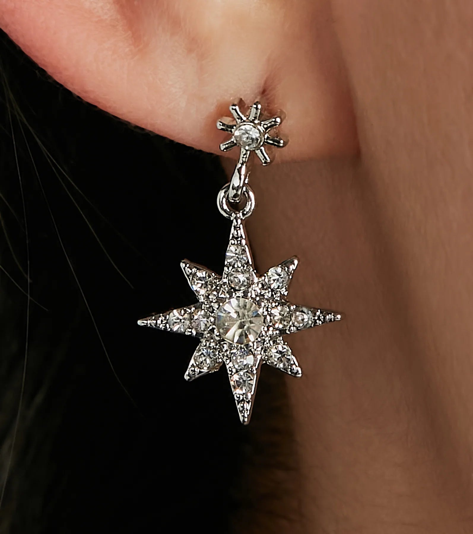 Premium Celestial Sweetheart Moon & Star Rhinestone Earrings