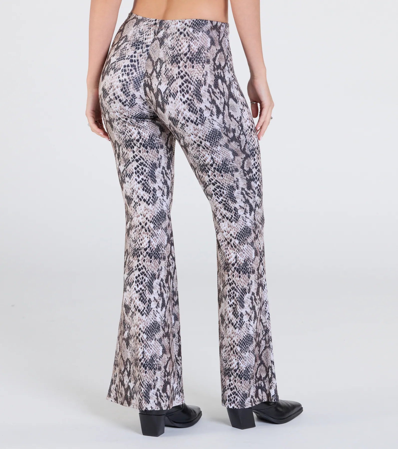 Premium Snake Print Sequin Flare Pants - Ultimate Statement Piece