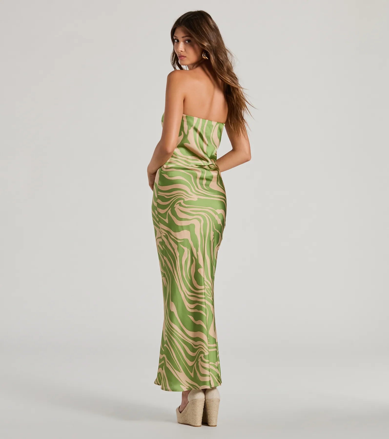 Ultimate Fierce Stripes Zebra Print Satin Maxi Dress