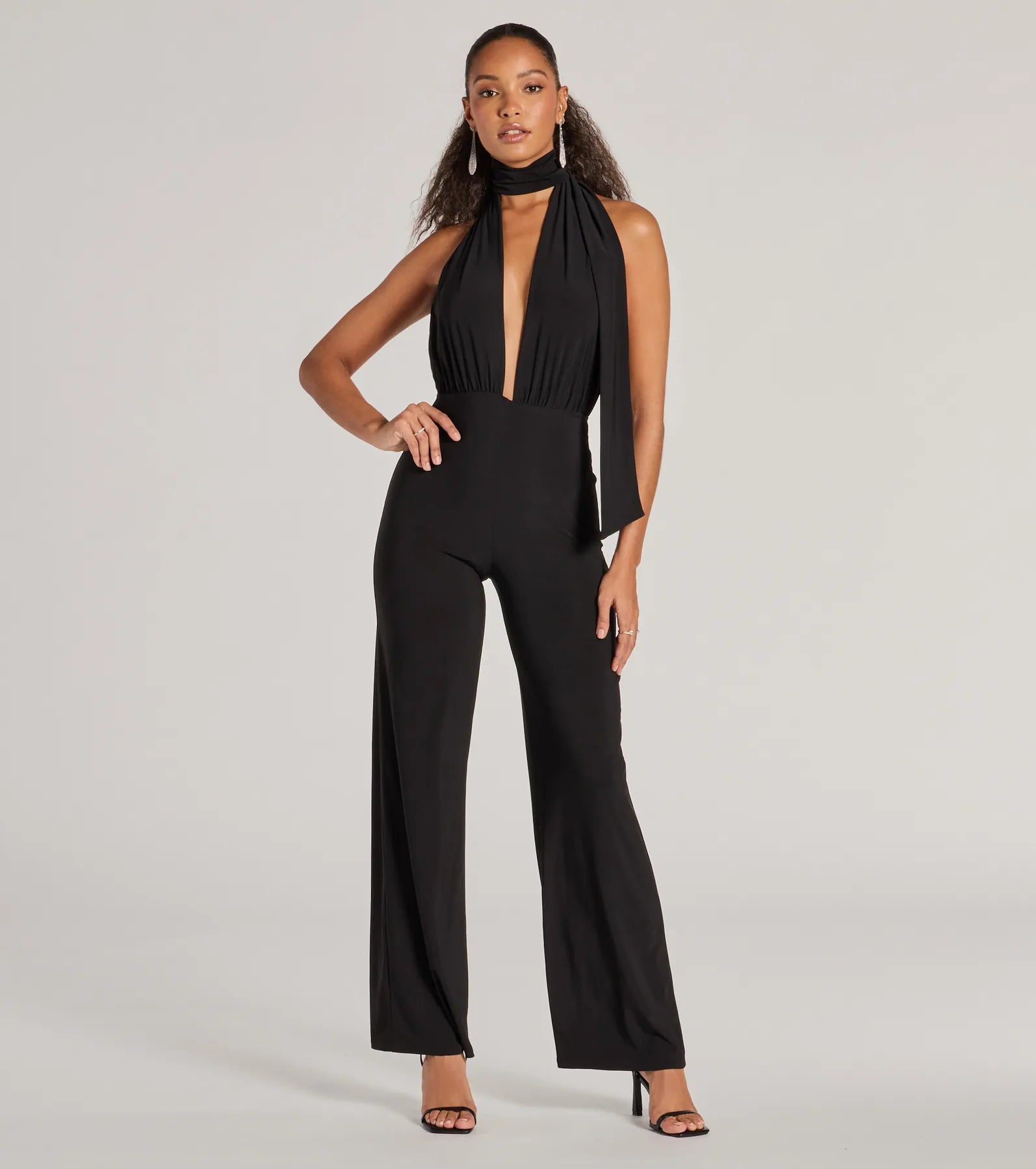 Premium Chic Plunge Scarf Jumpsuit - Ultimate Style Statement