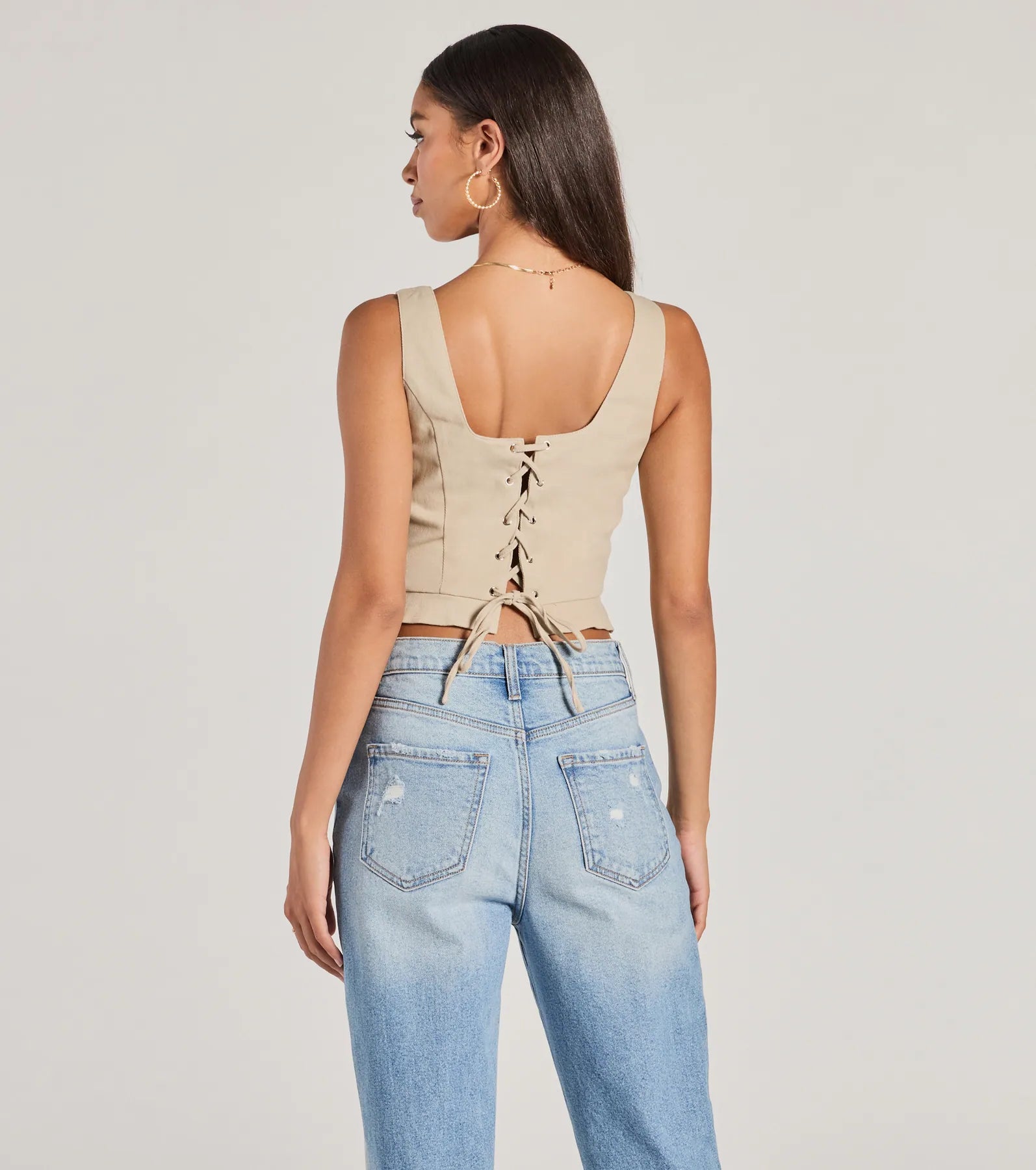 Premium Effortless Style Lace-Up Crop Vest