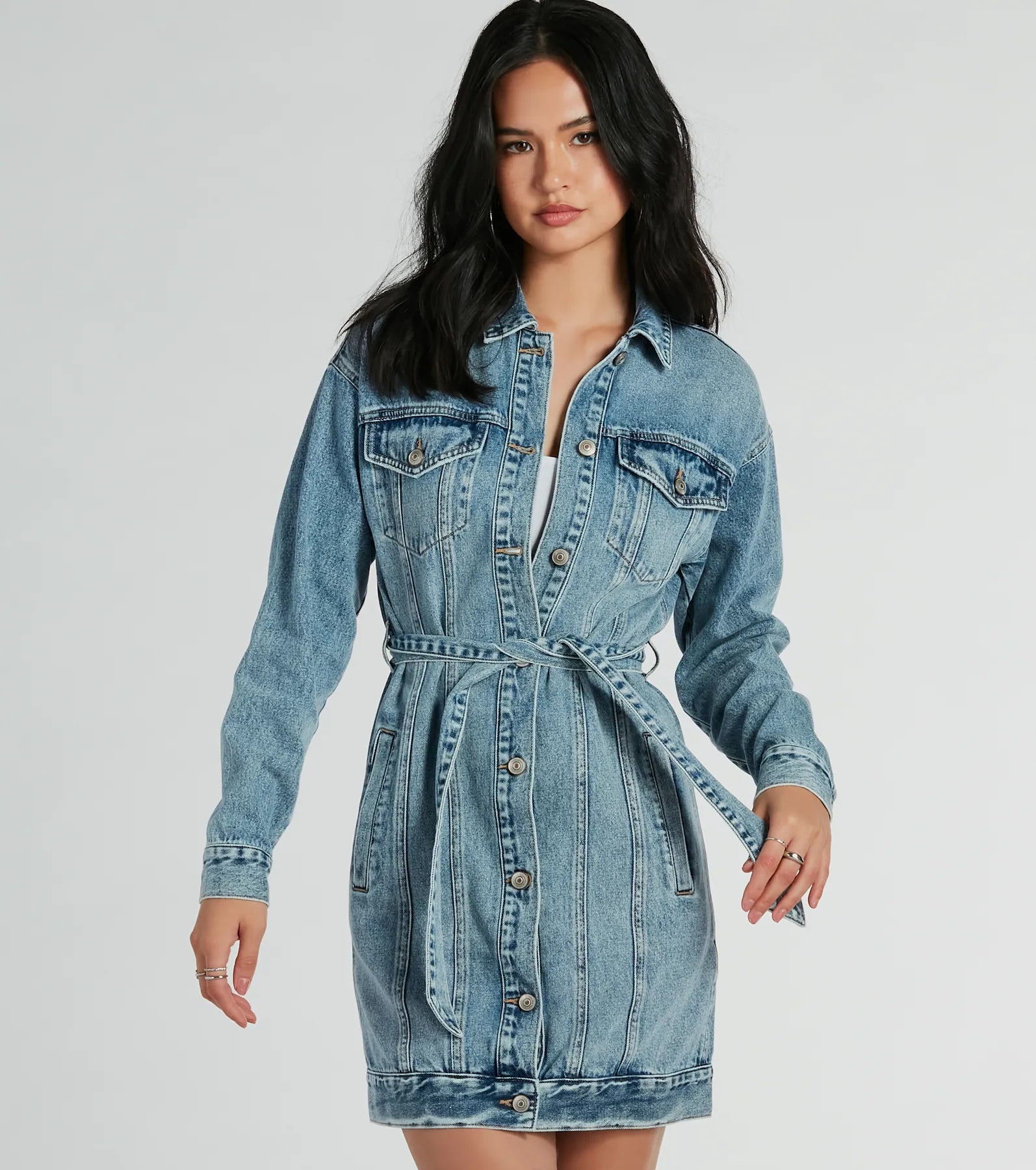 Ultimate Crushin' It Belted Denim Trench Jacket