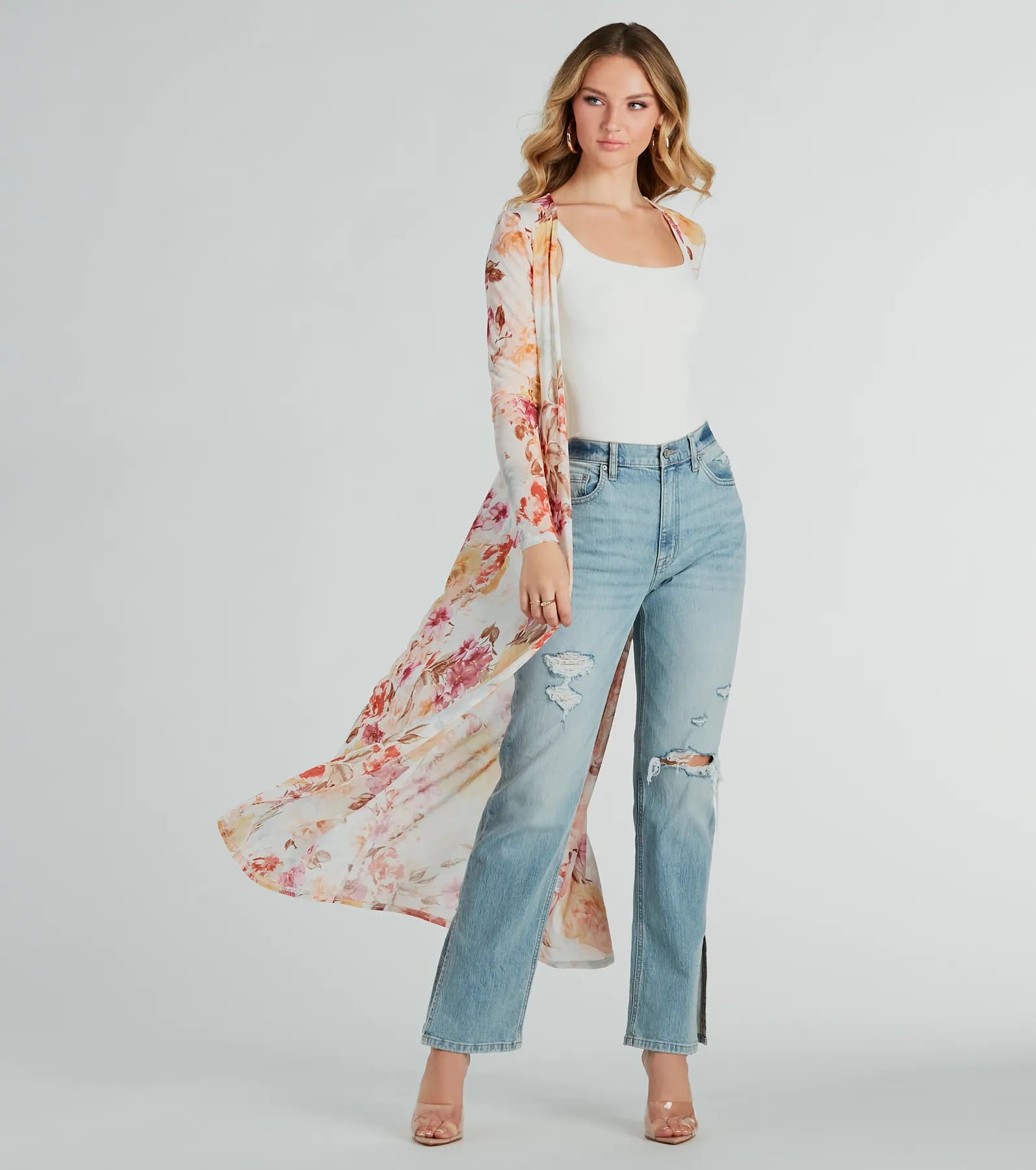 Ultimate Bloom Floral Mesh Duster - Elevate Your Style