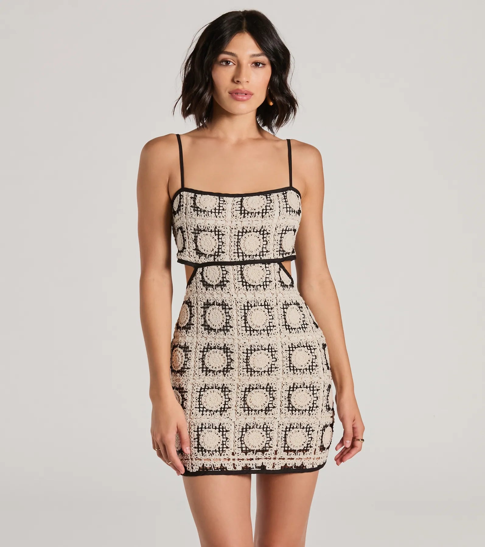 Ultimate Boho Chic Tie-Back Crochet Mini Dress