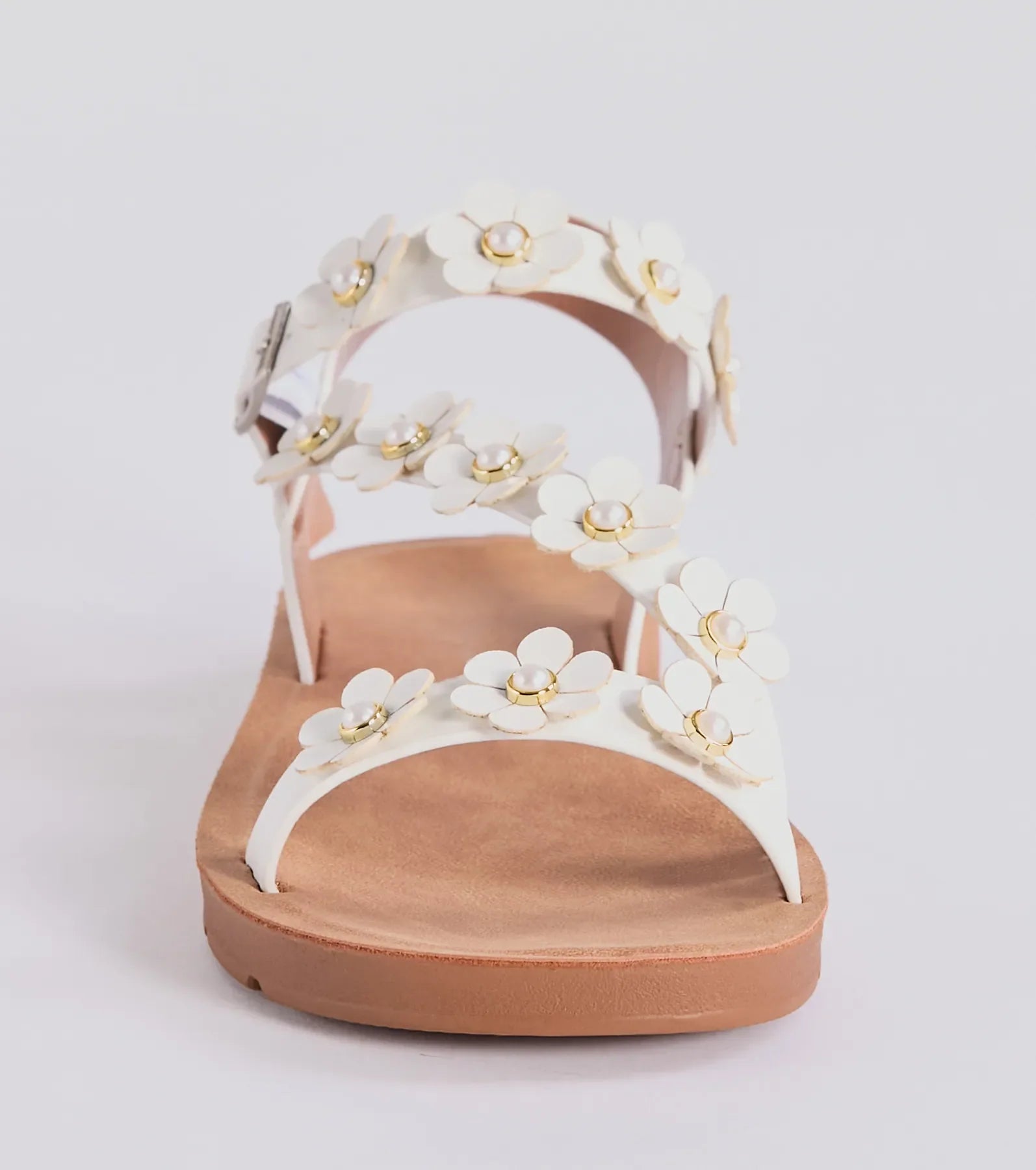 Floral Charm Strappy Faux Leather Sandals - Ultimate Summer Style