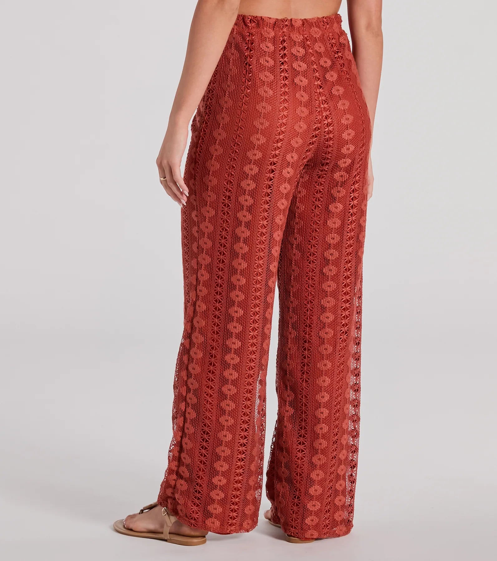 Premium Weekend Breeze High-Rise Crochet Palazzo Pants