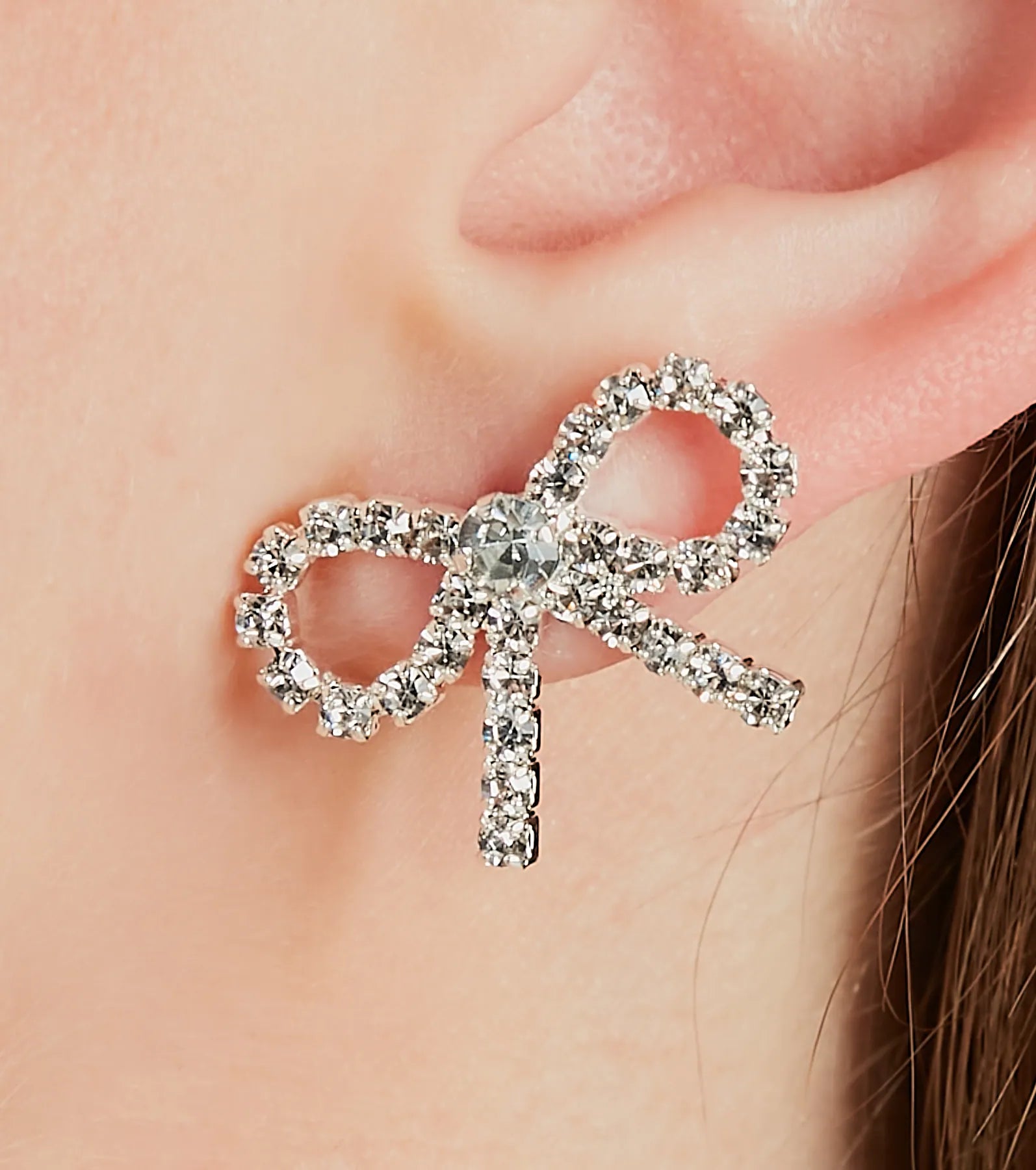 Premium Rhinestone Bow Stud Earrings - Ultimate Glam Sparkle