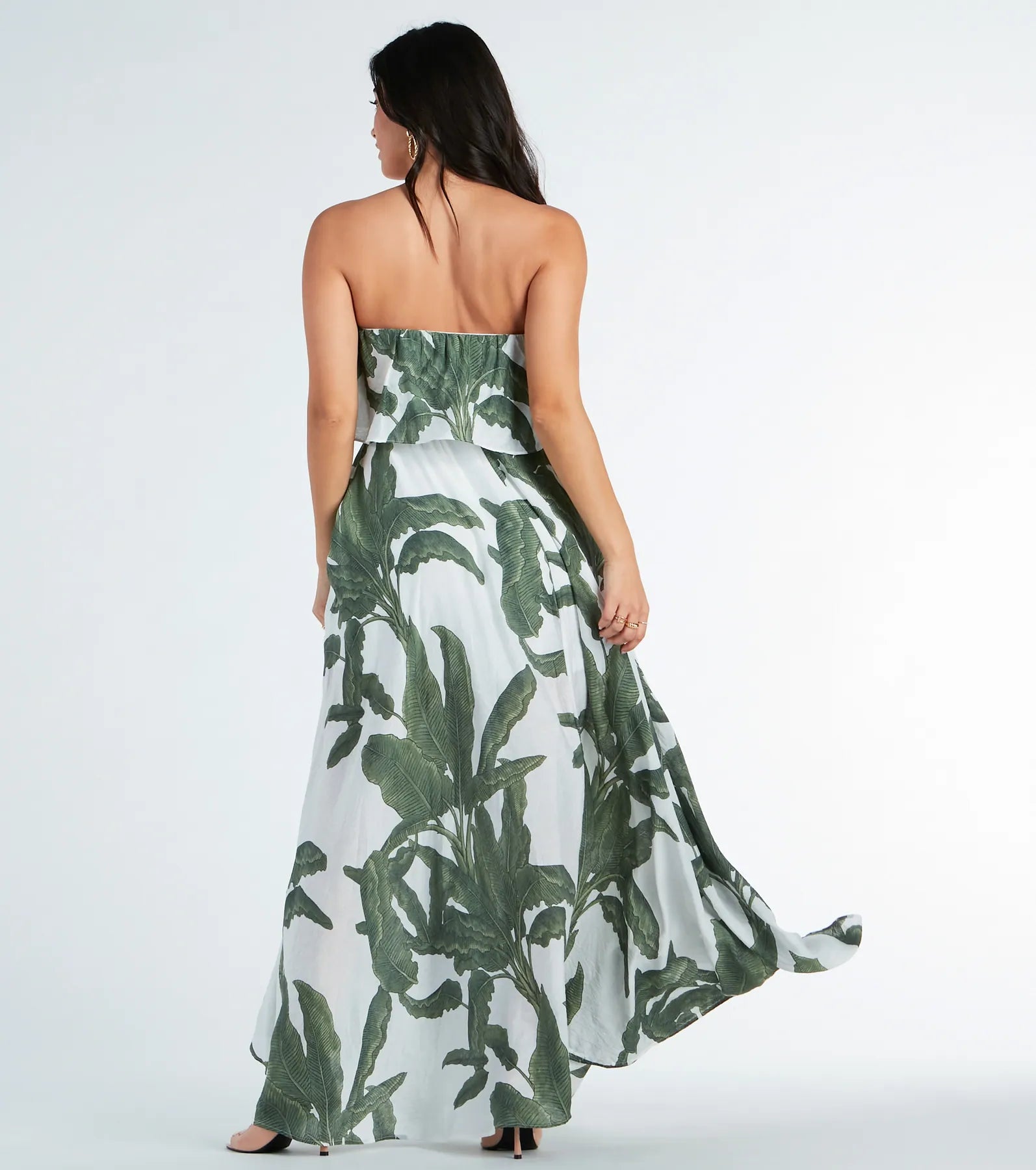 Premium Tropical Escape Woven Maxi Dress