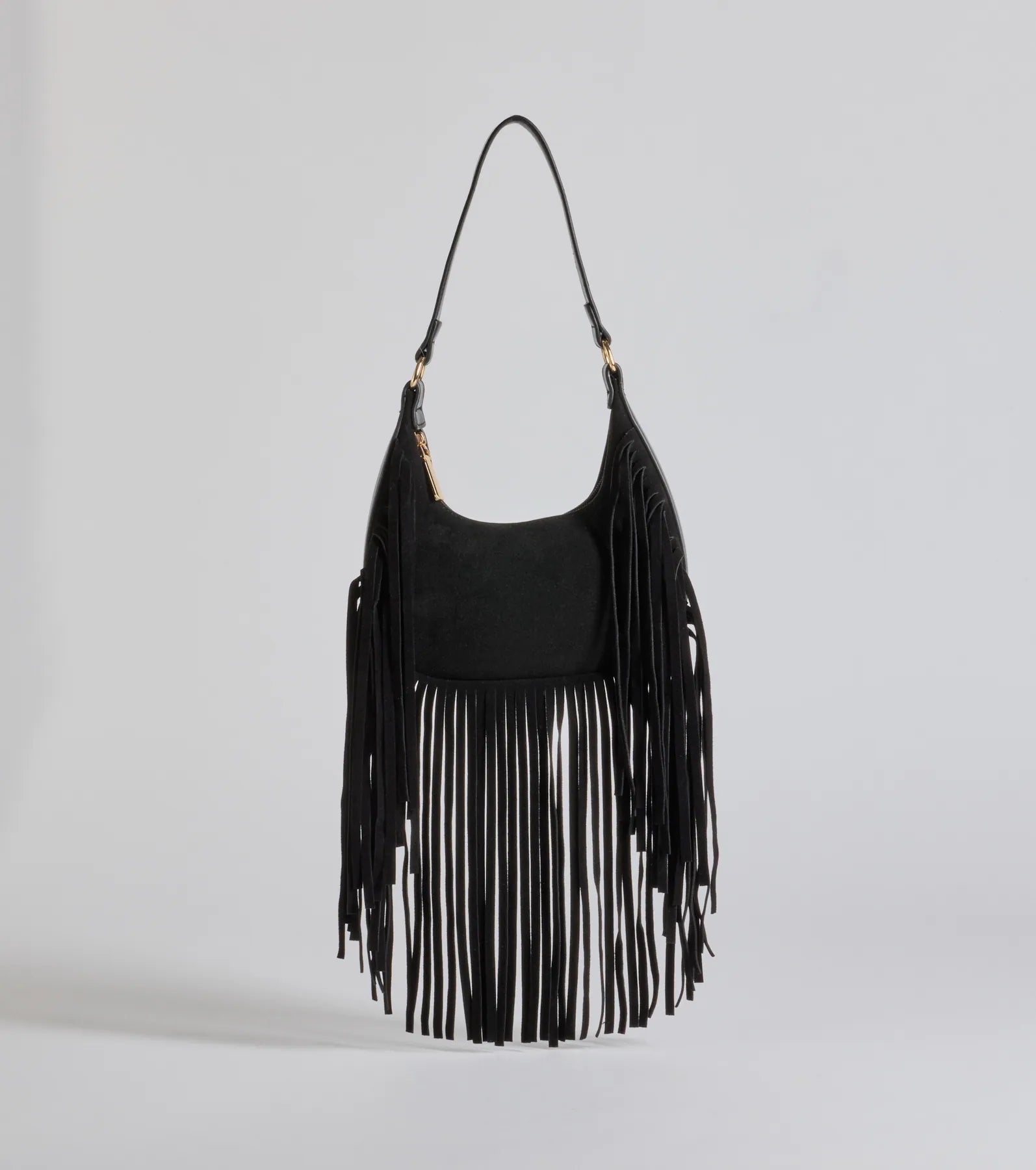 Ultimate Fringe Faux Suede & Leather Shoulder Bag