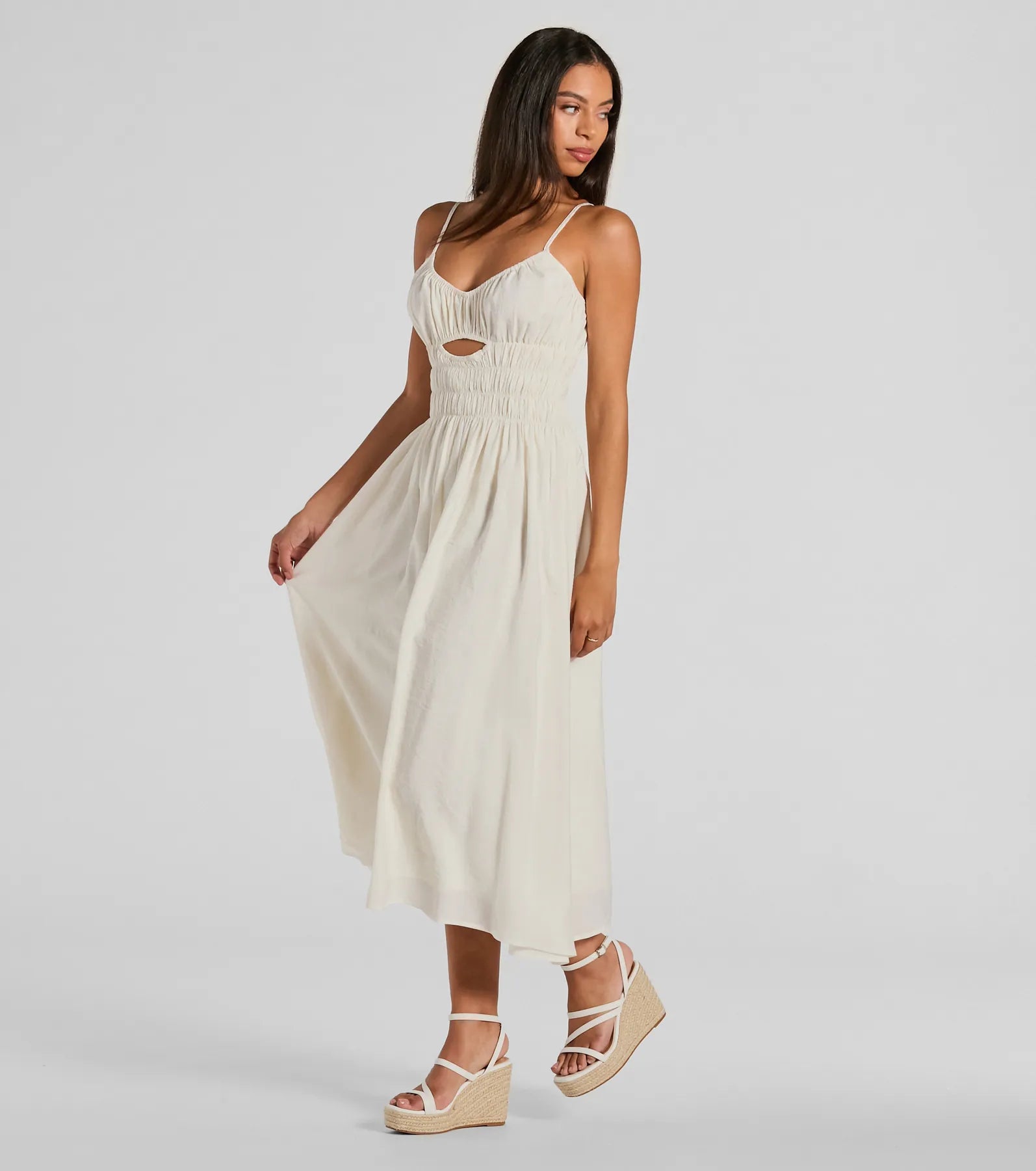 Premium Scoop Neck Cutout A-Line Midi Dress - Ultimate Summer Style