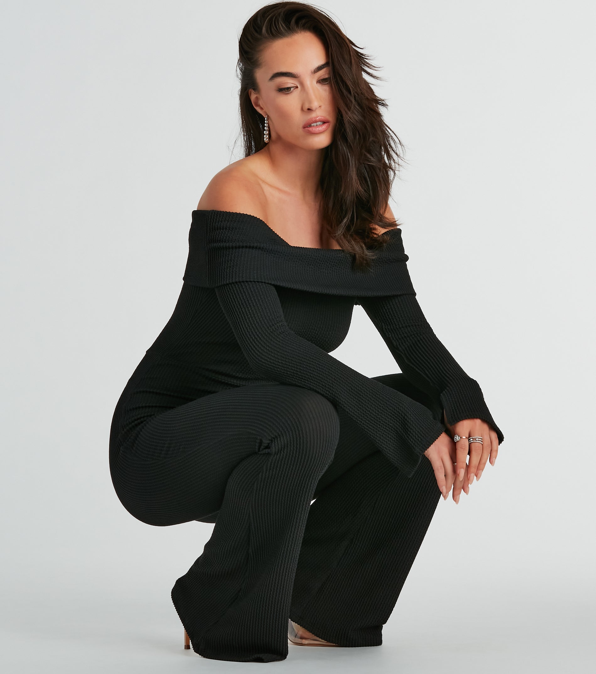 Ultimate Chic Off-The-Shoulder Ribbed Jumpsuit