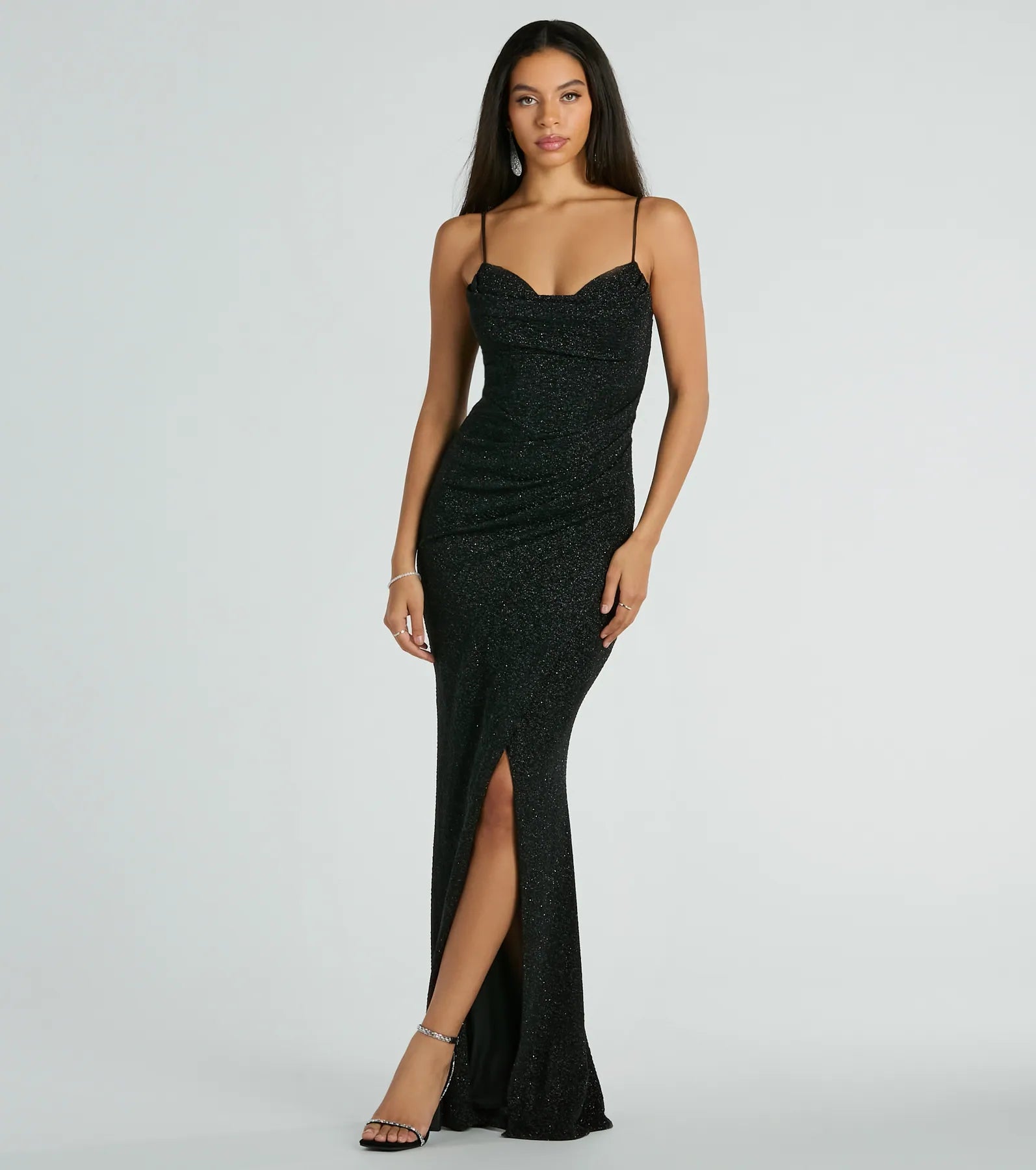 Ultimate Glam Mila Cowl Neck Mermaid Dress with Wrap Slit