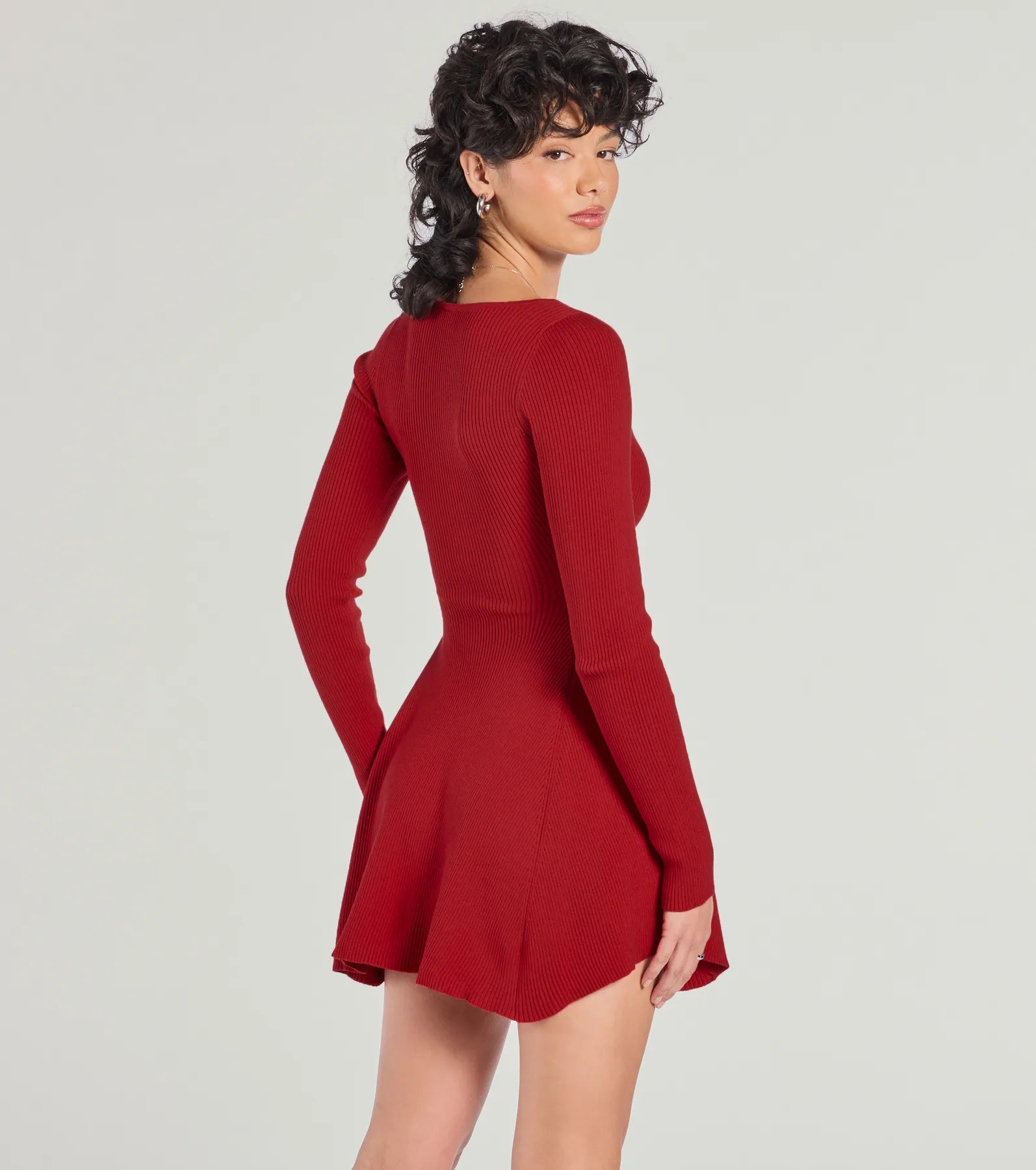 Ultimate Twirl Elegance Rib Knit Skater Dress