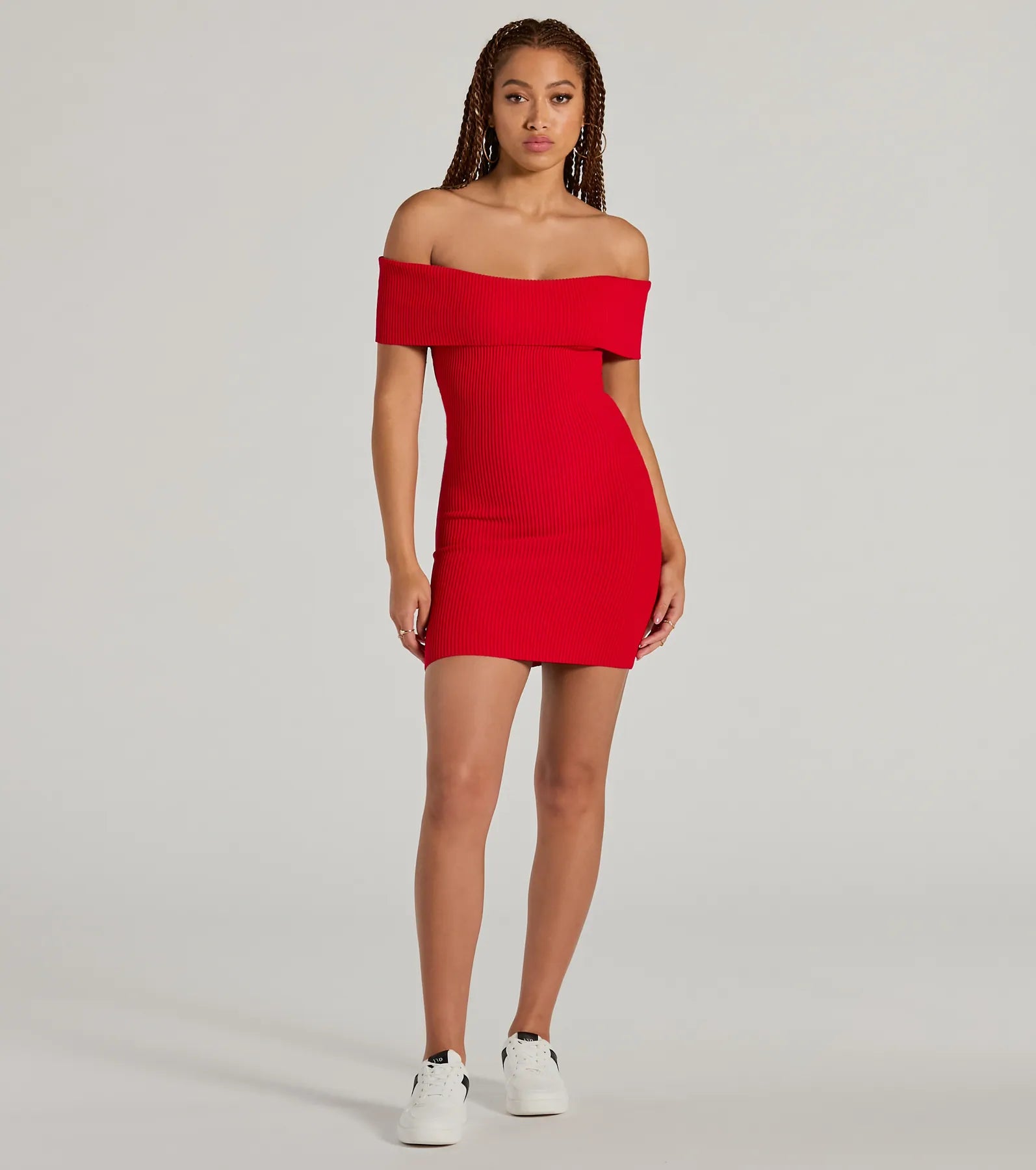 Ultimate Cute Feels Off-The-Shoulder Sweater Dress