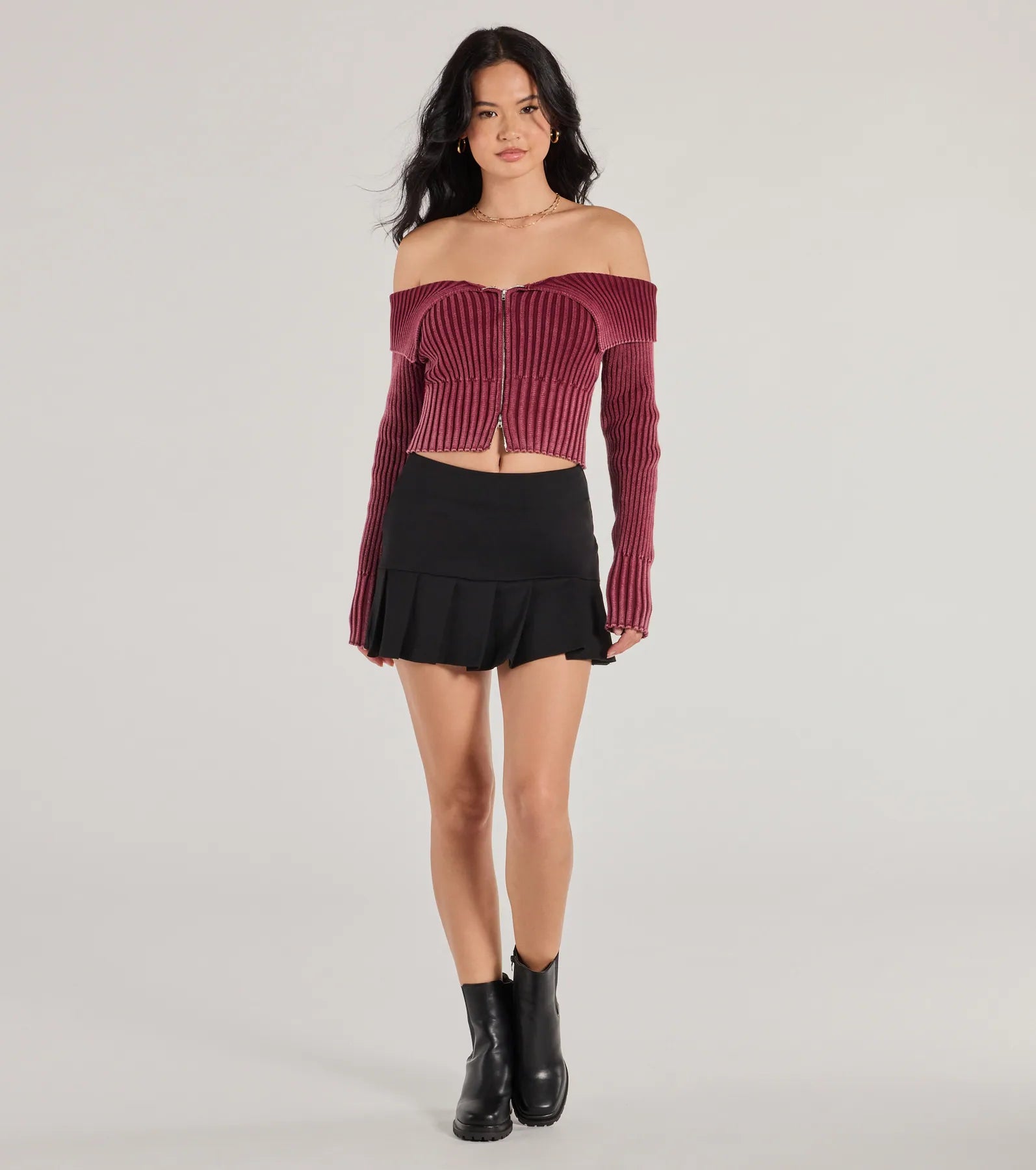 Ultimate Playful Twist Ponte Knit Mini Skirt - Drop Waist & Pleated Style