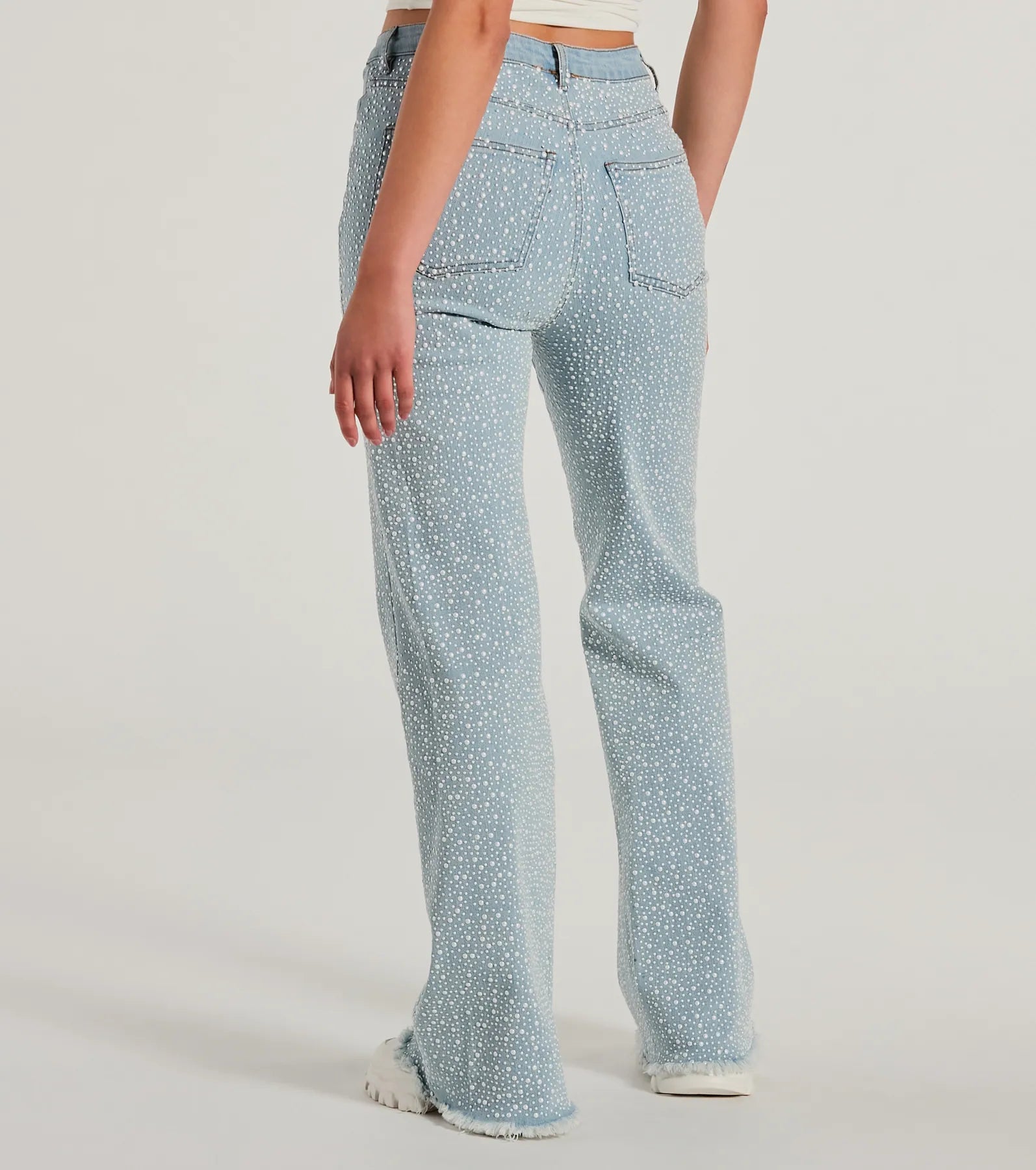 Ultimate Beaming Perfection Faux Pearl Bootcut Jeans