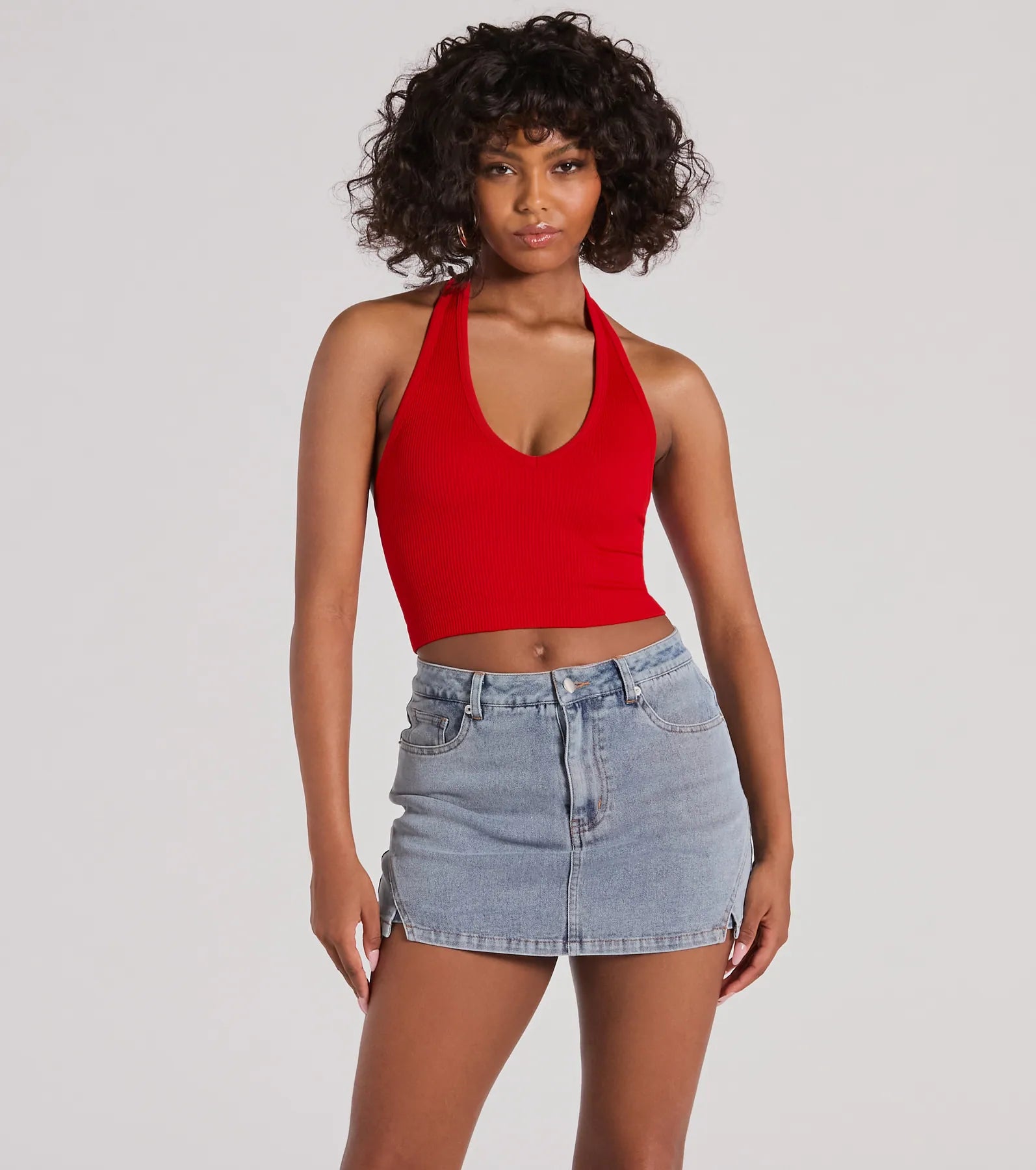 Premium Halter V-Neck Crop Top for Day & Night