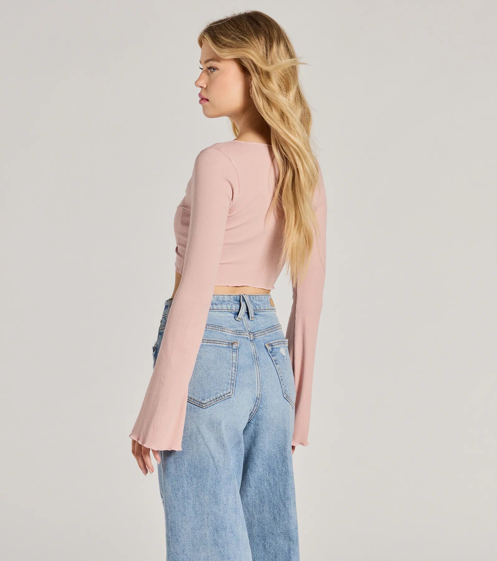 Ultimate Style Long Sleeve Tie-Front Crop Top