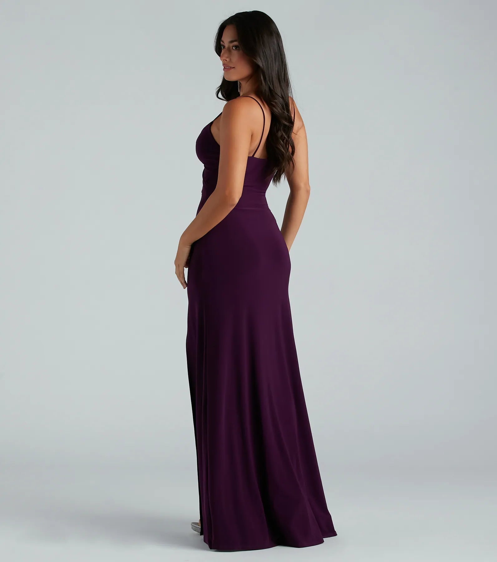 Premium Cindy Elegant V-Neck Cutout A-Line Evening Gown