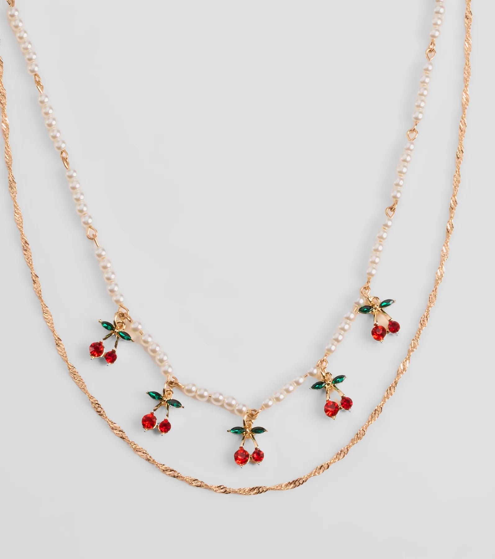 Ultimate Cherry & Pearl Layered Necklace - Premium Jewelry for Everyday Glam