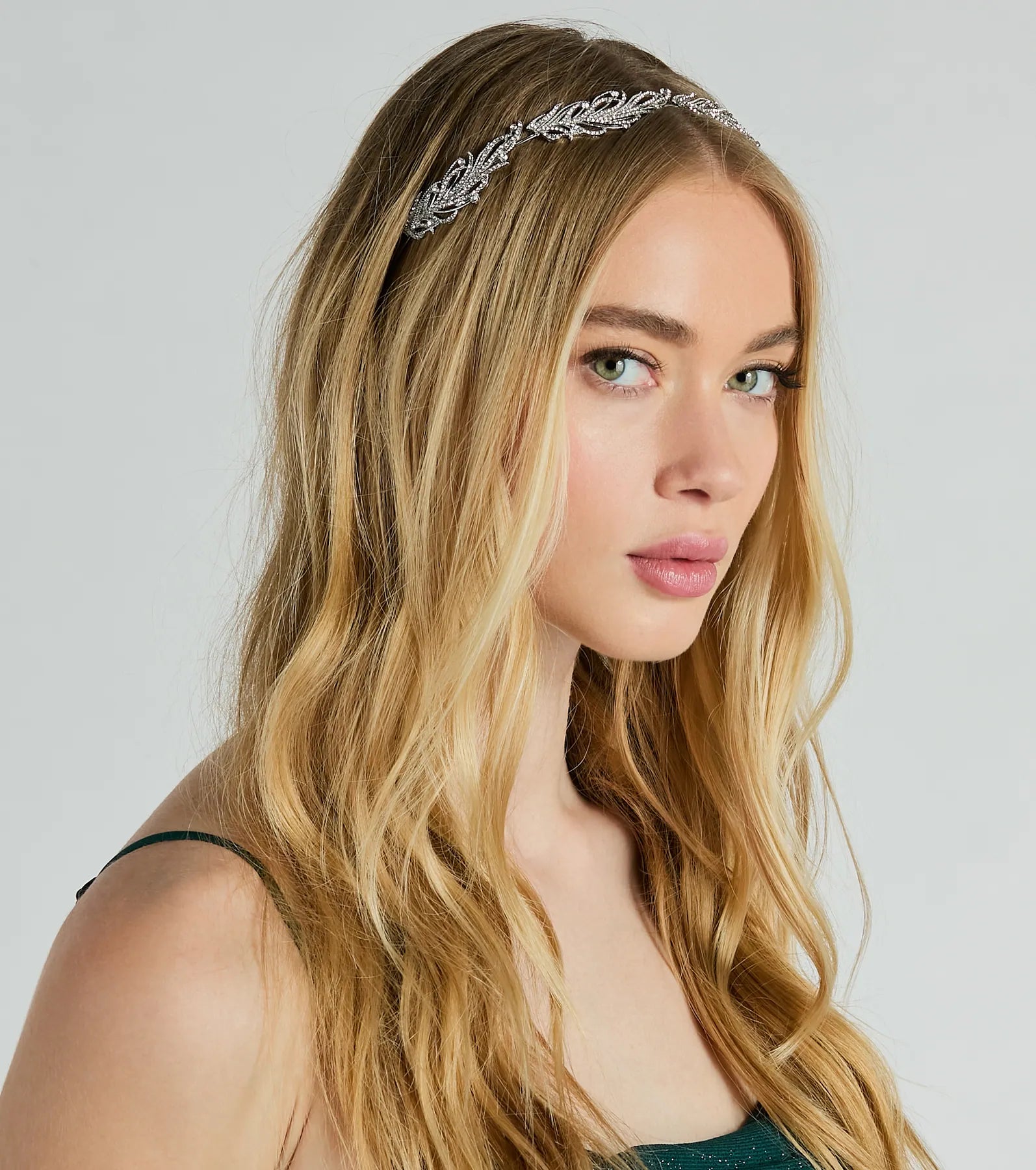 Ultimate Glamour Feather Rhinestone Headband