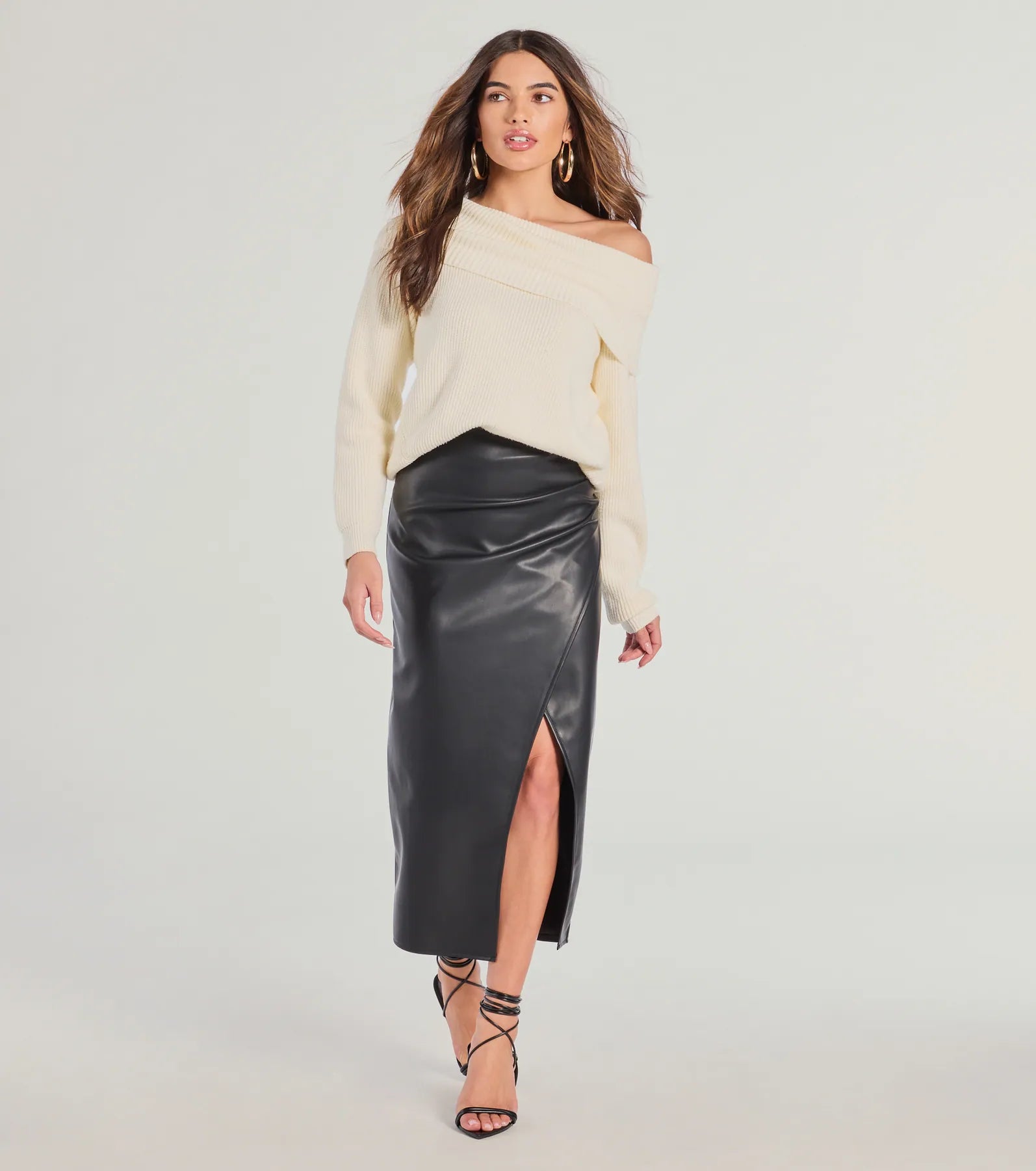 Ultimate Sleek Ambition Faux Leather Wrap Skirt