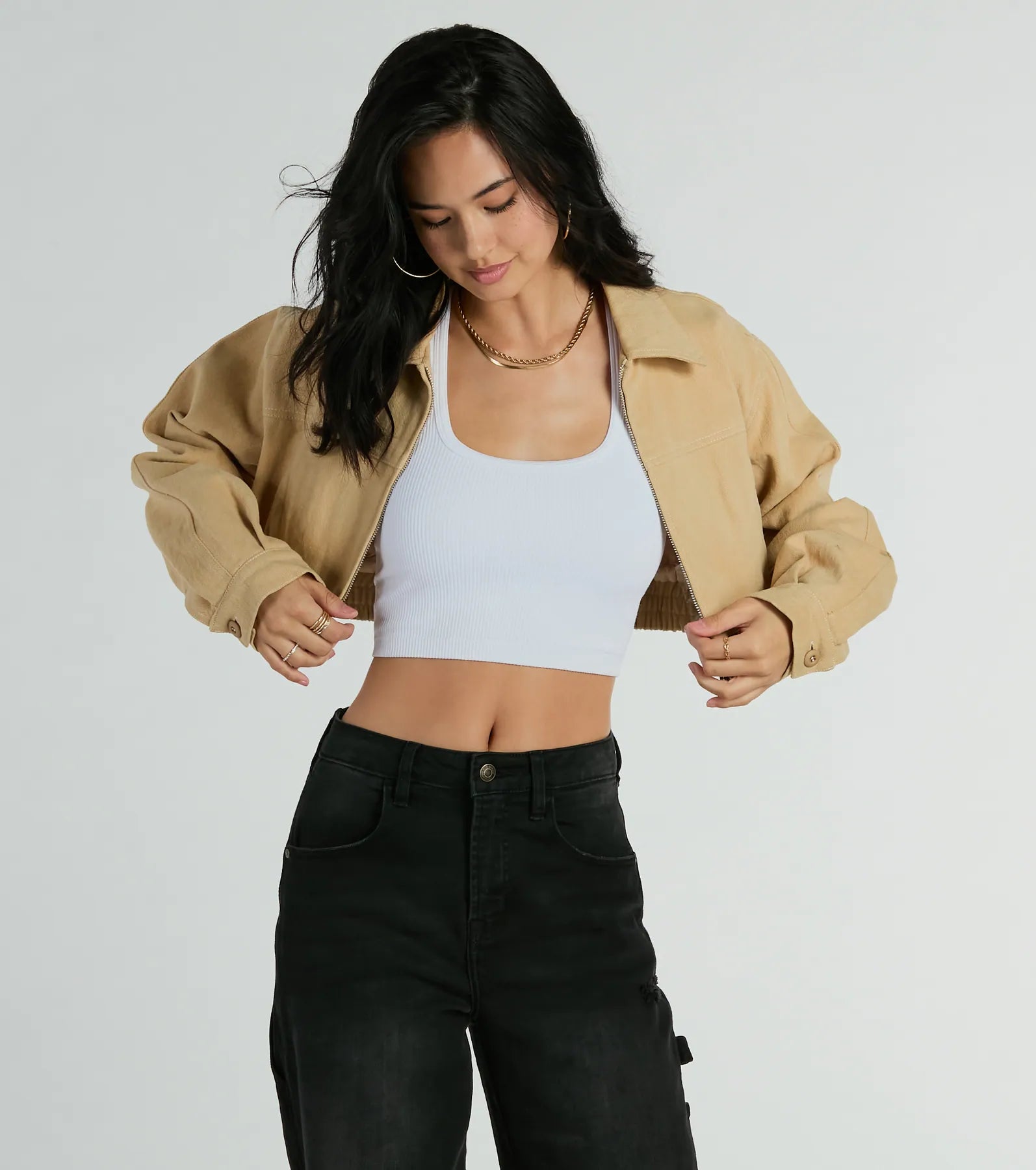 Ultimate Style Cinched Crop Bomber Jacket