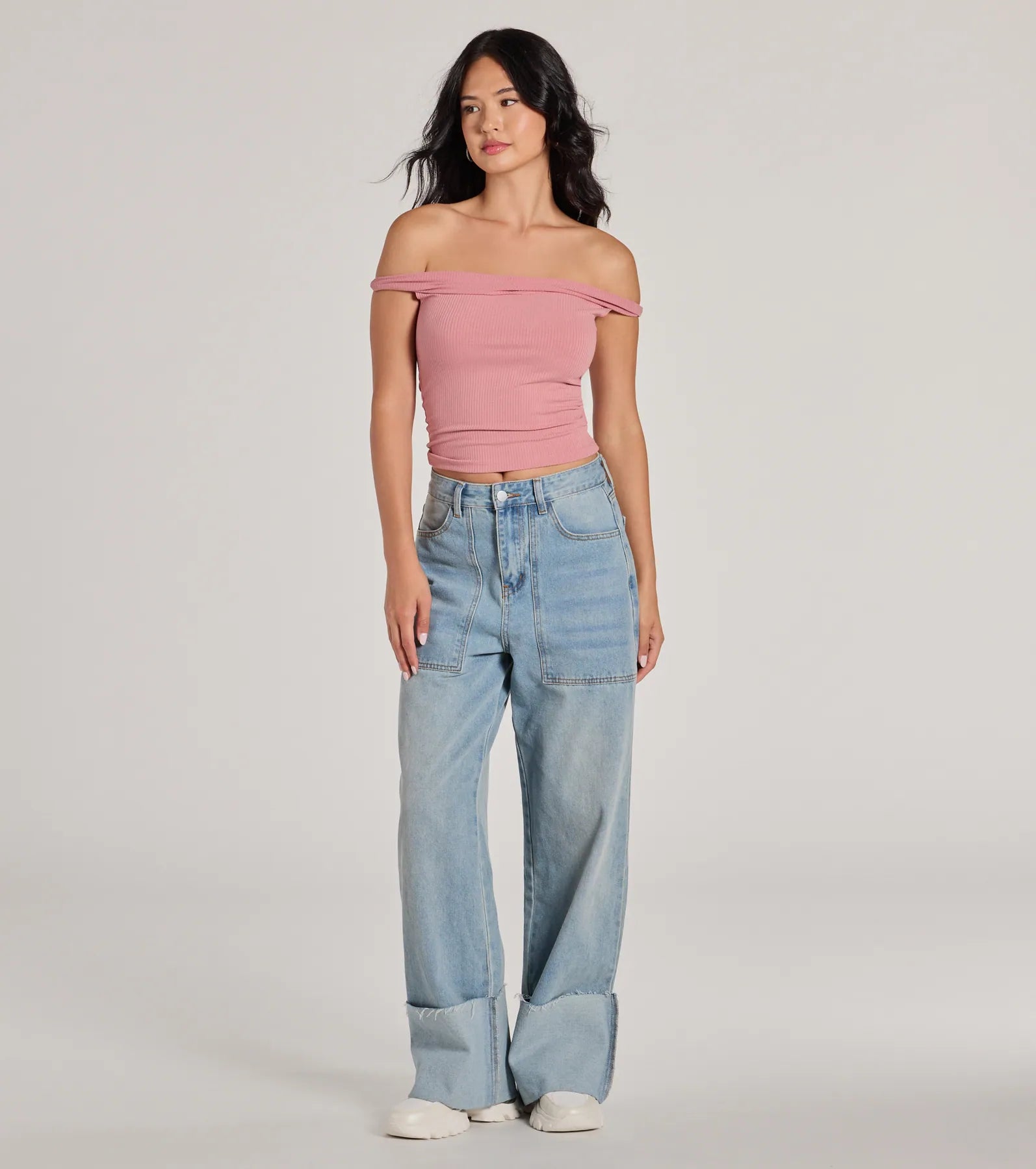 Ultimate Off-The-Shoulder Crop Top - Casual Chic Stretch Fit