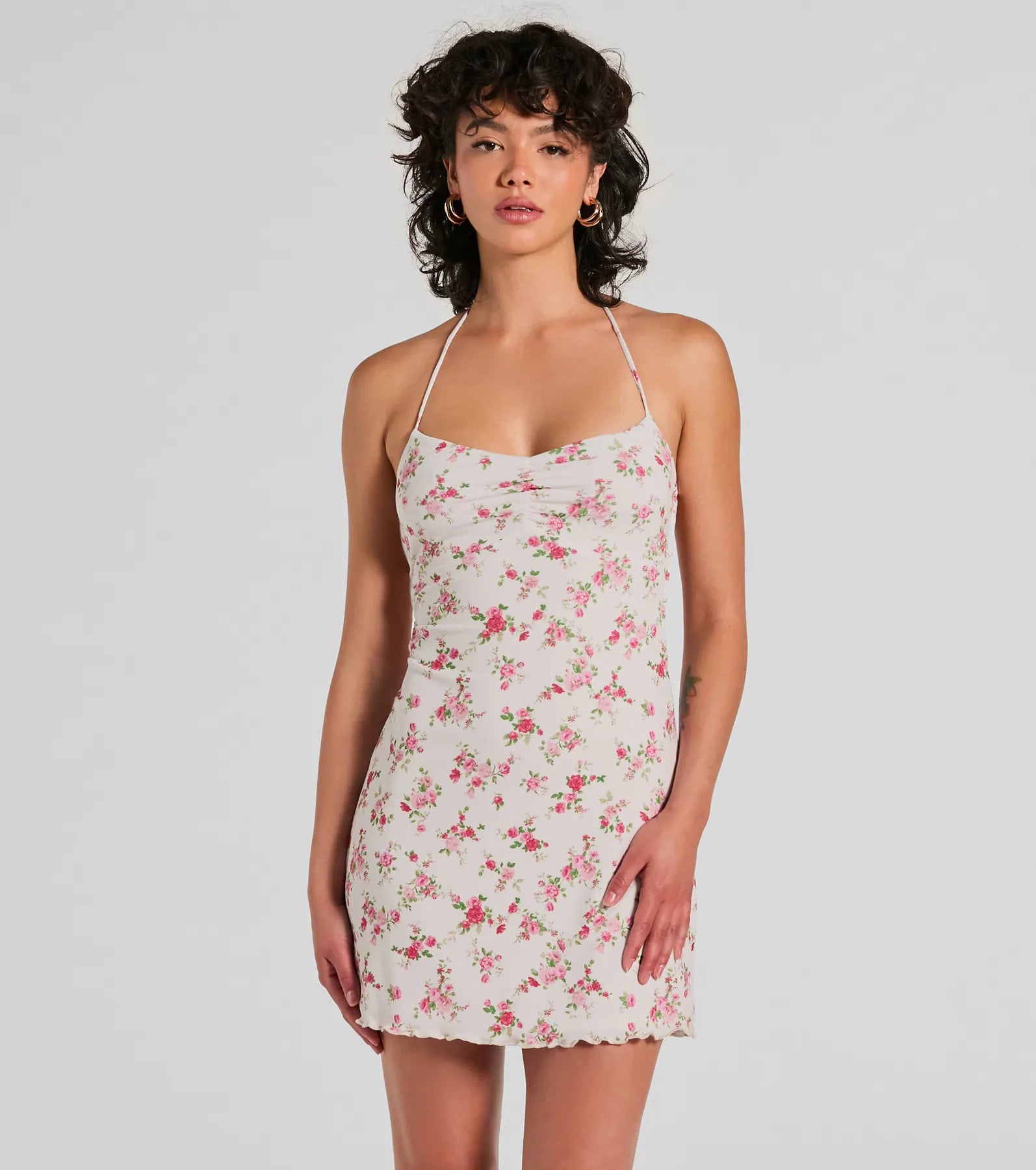 Ultimate Summer Floral Halter Mini Dress