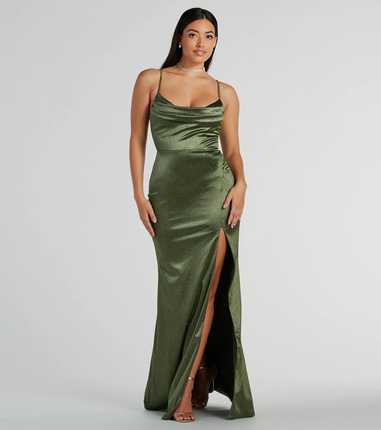 Premium Melody Glitter Satin Mermaid Gown