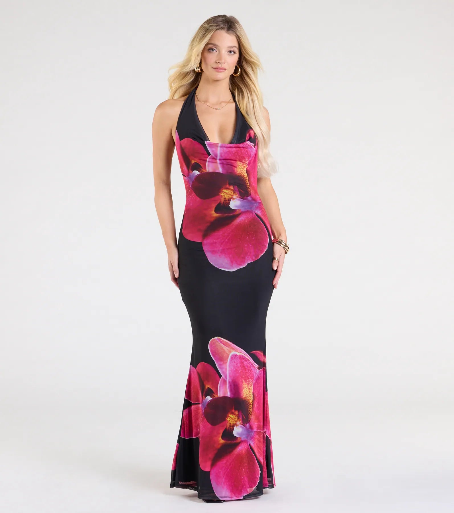 Ultimate Allure Floral Mesh Maxi Dress - Backless & Curve-Hugging