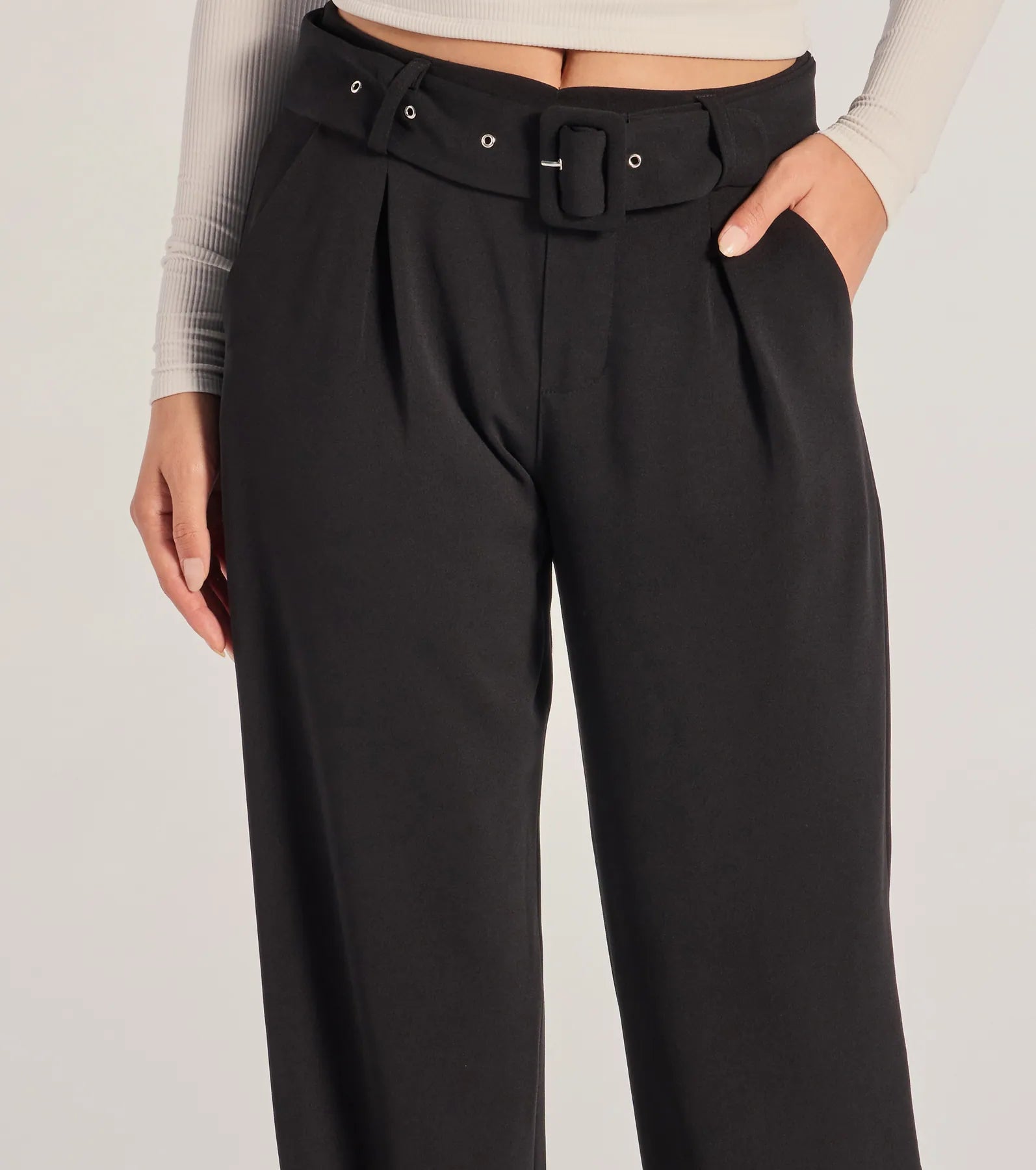 Premium Sleek Impression Belted Trousers - Upgrade Your Office Style