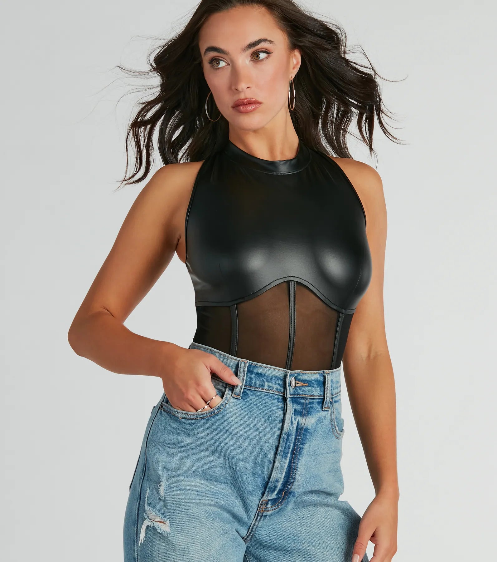 Ultimate Chic Faux Leather Corset Bodysuit - Elevate Your Style
