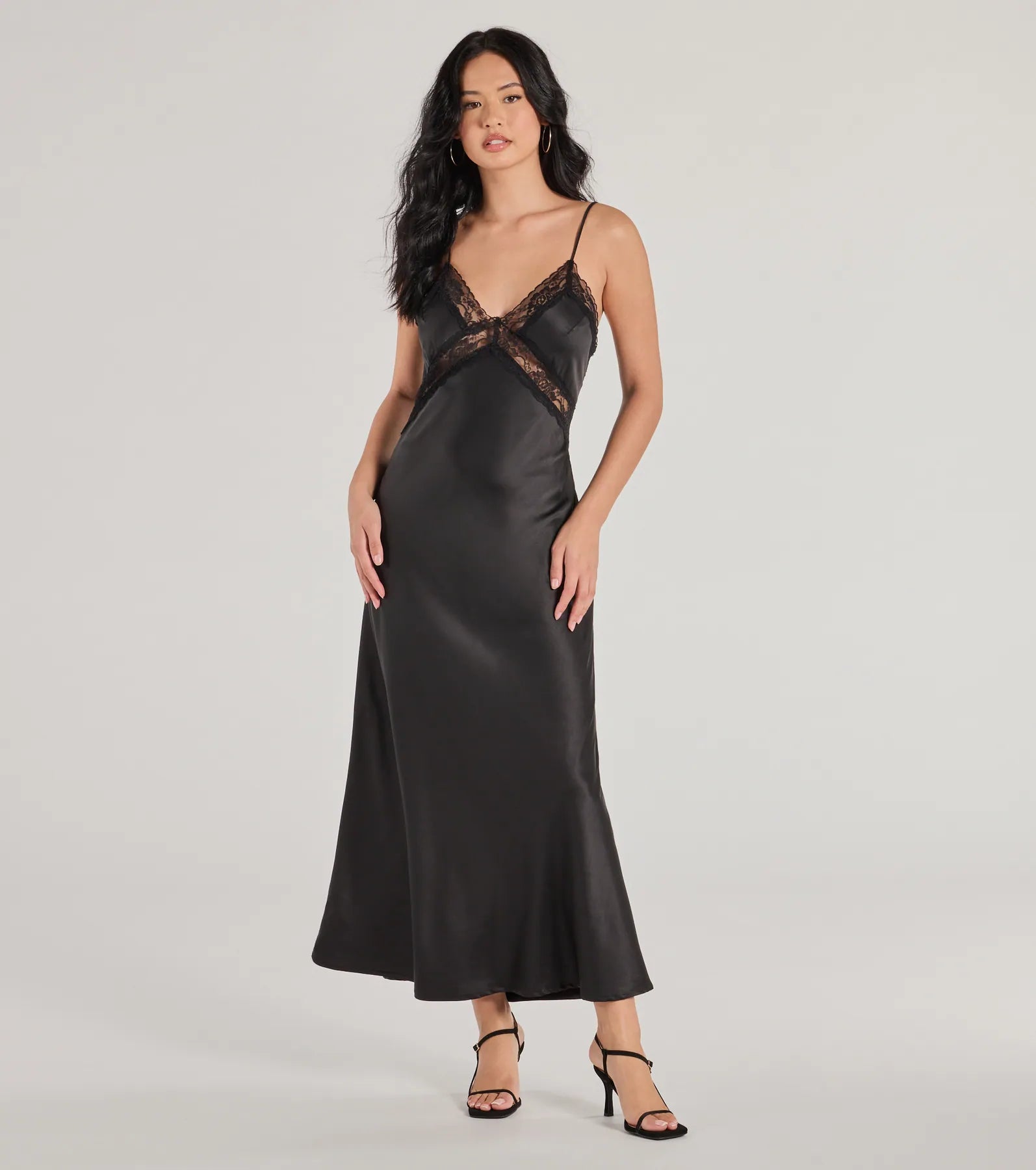 Premium Ethereal Beauty Satin & Lace Maxi Dress