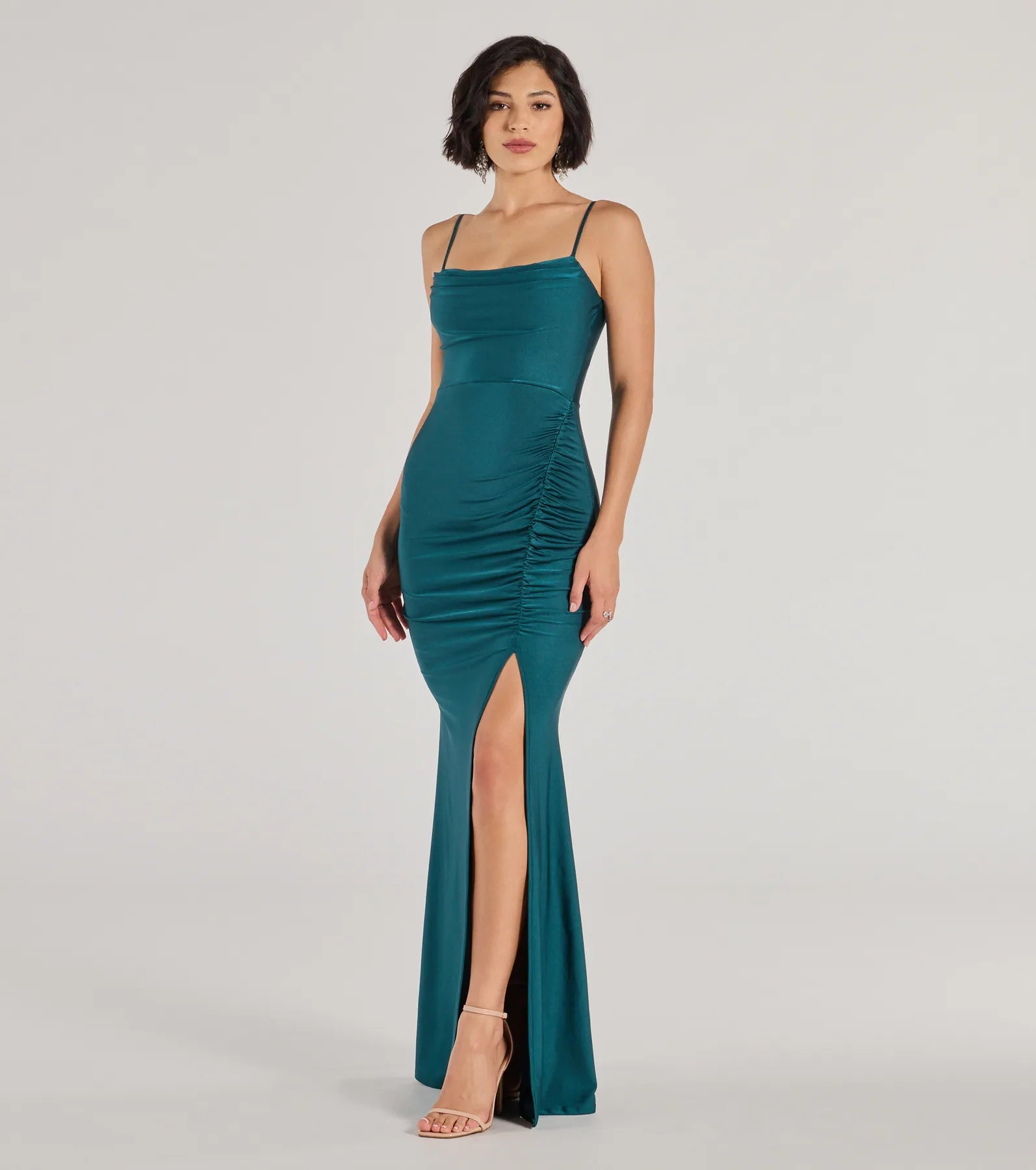 Premium Marsha Mermaid Evening Gown with Cowl Neck