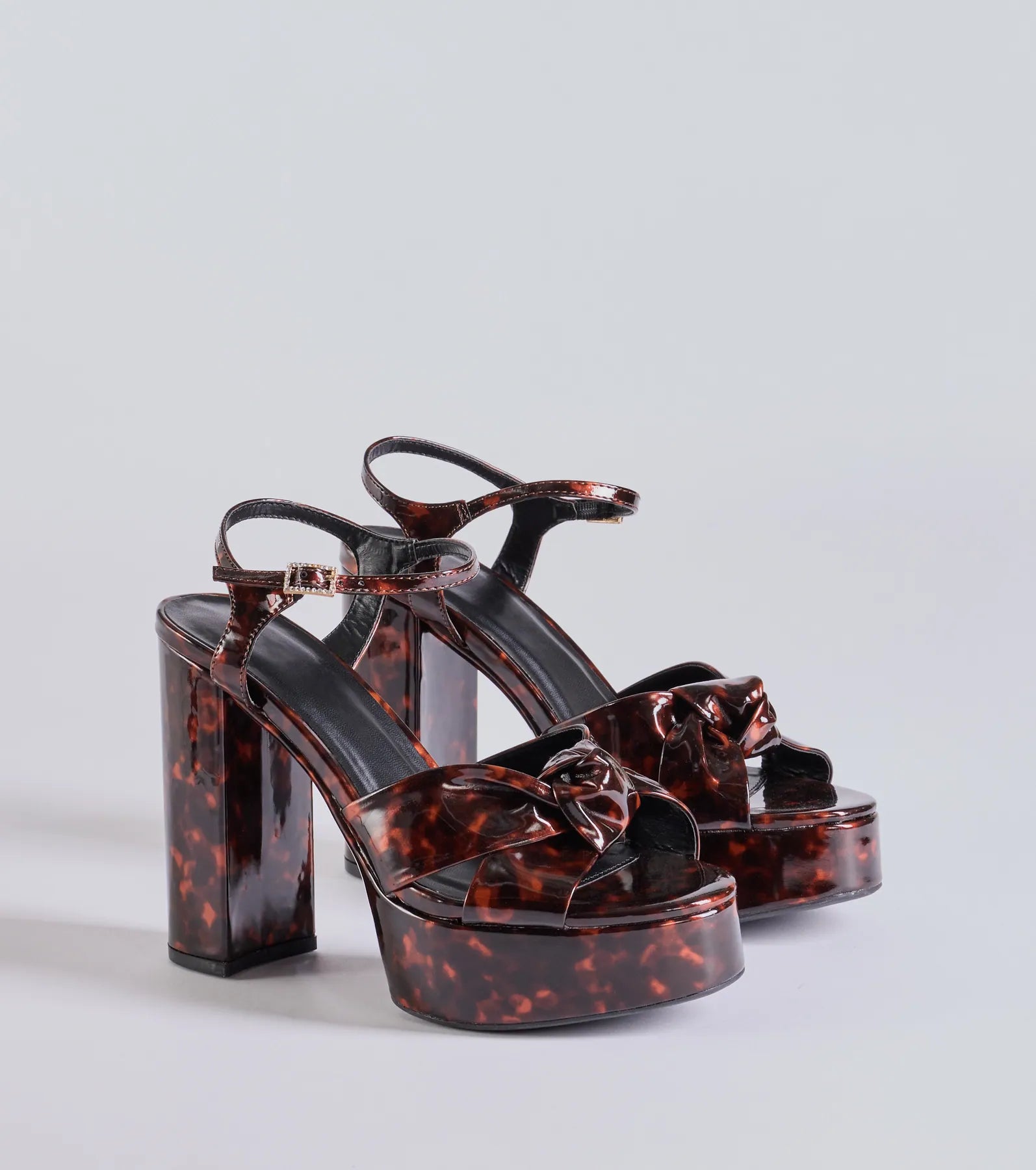 Premium Tortoise Print Platform Knot Heels - Elevate Your Style